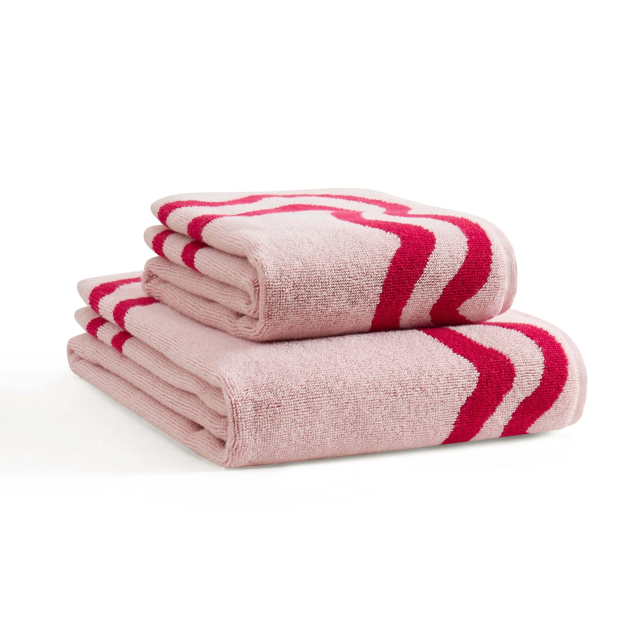 Scalloped Cotton Towels - Pink/Red - Image 5