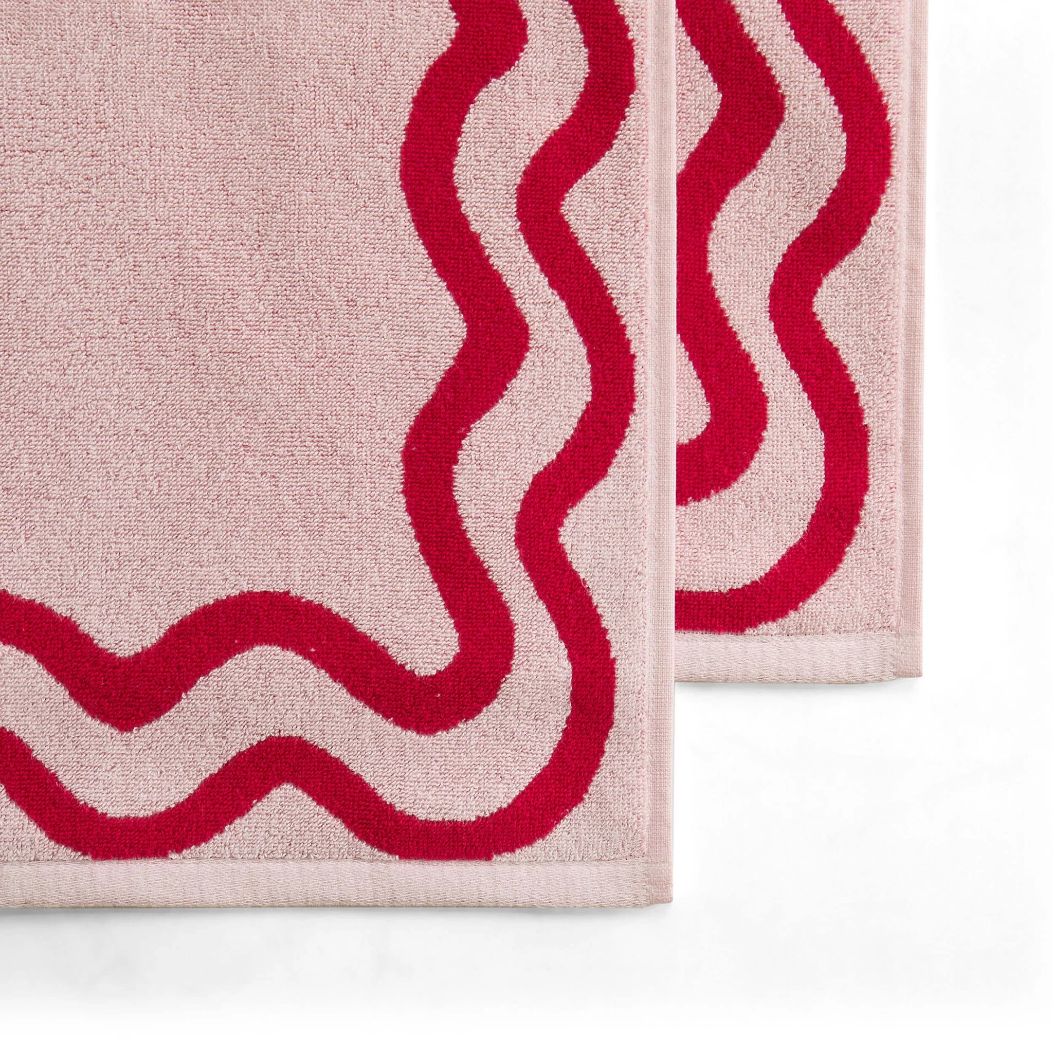 Scalloped Cotton Towels - Pink/Red - Image 6