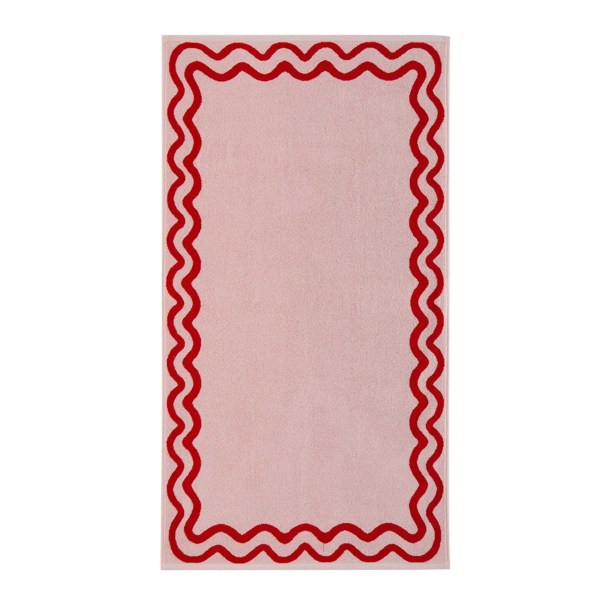 Scalloped Cotton Towels - Pink/Red - Image 7