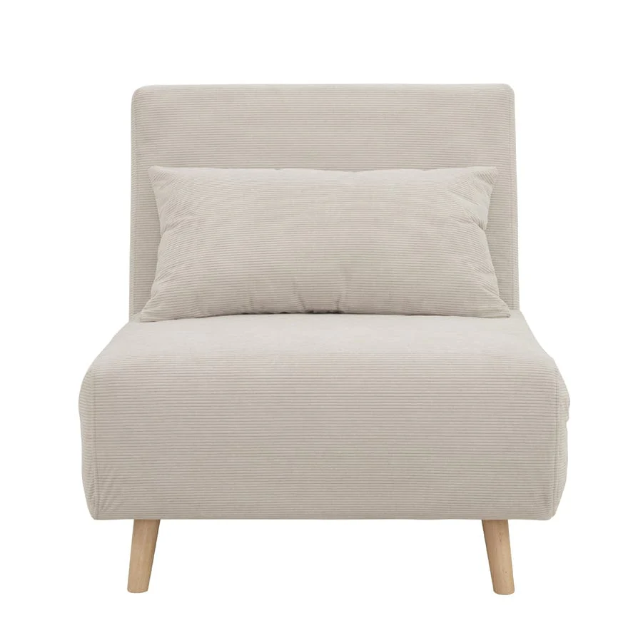Seattle Single Click Clack Sofa Bed - Corduroy - Pebble - Image 3