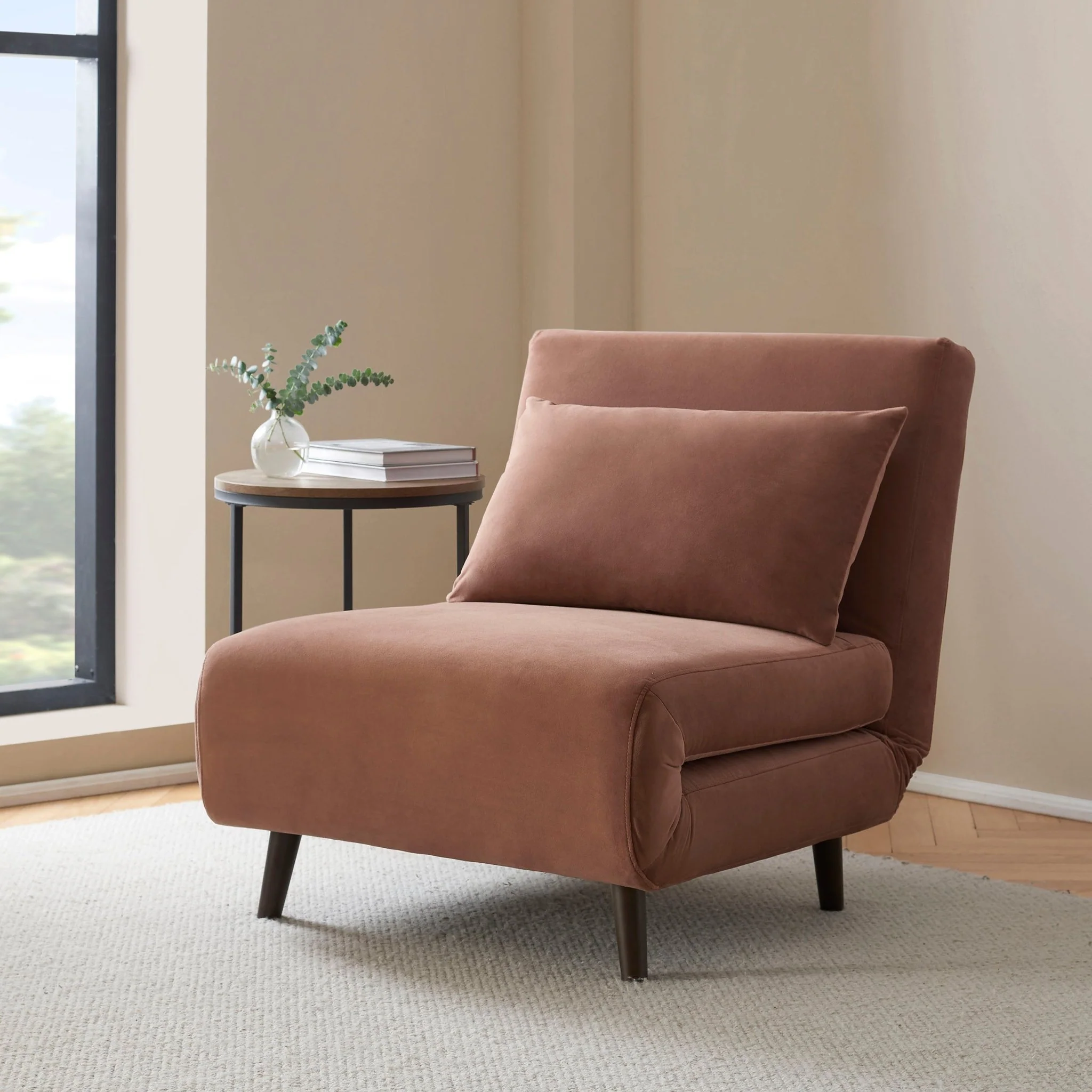 Seattle Single Click Clack Sofa Bed - Mauve