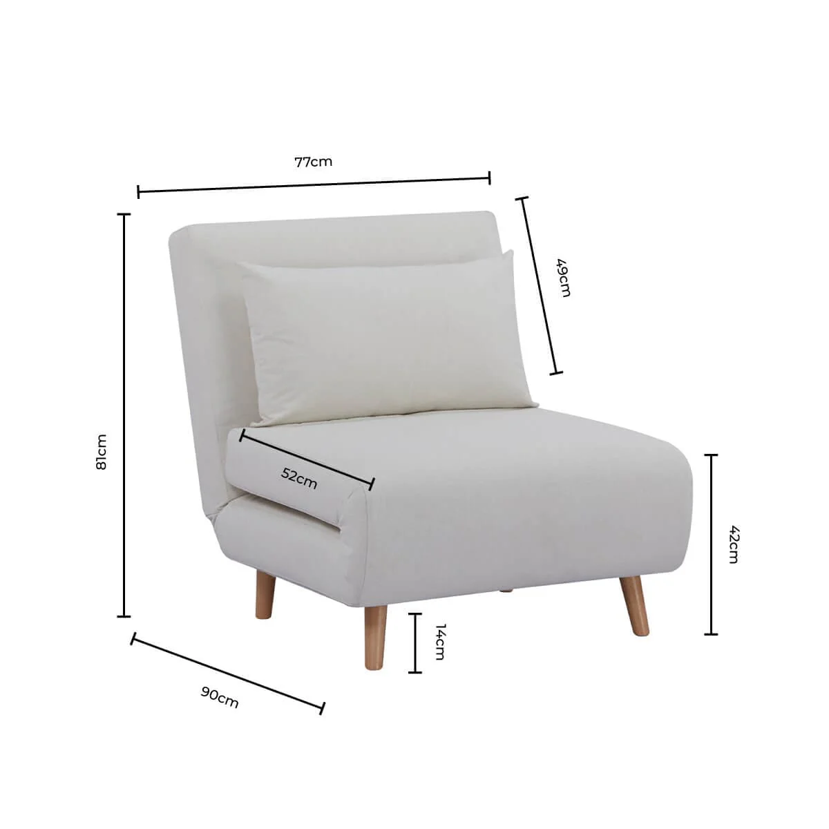 Seattle Single Click Clack Sofa Bed - Teddy Cream - Image 10