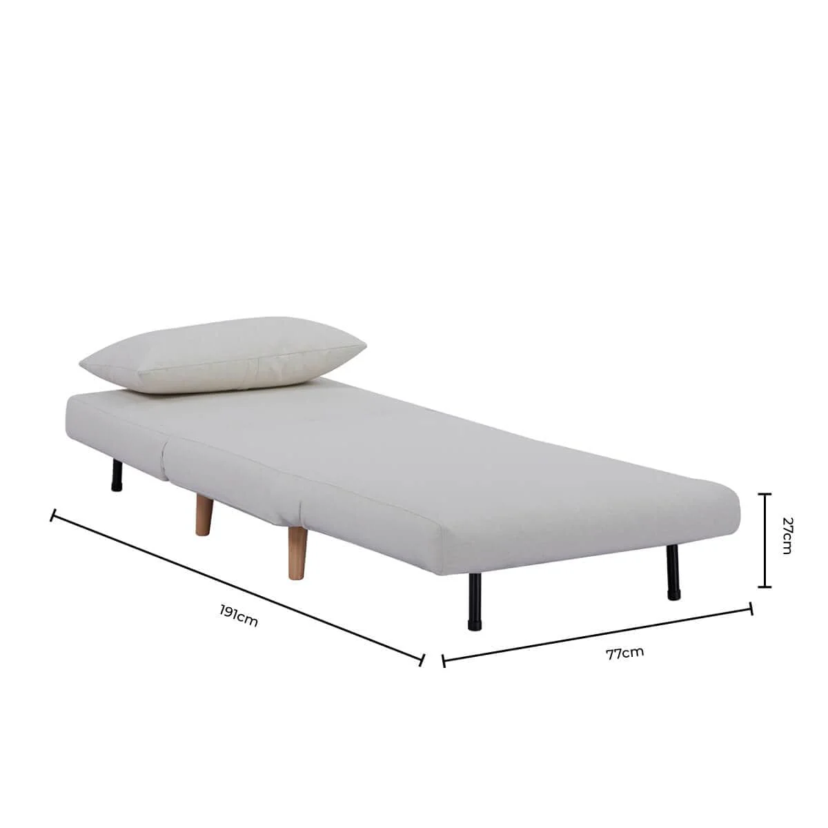 Seattle Single Click Clack Sofa Bed - Teddy Cream - Image 11