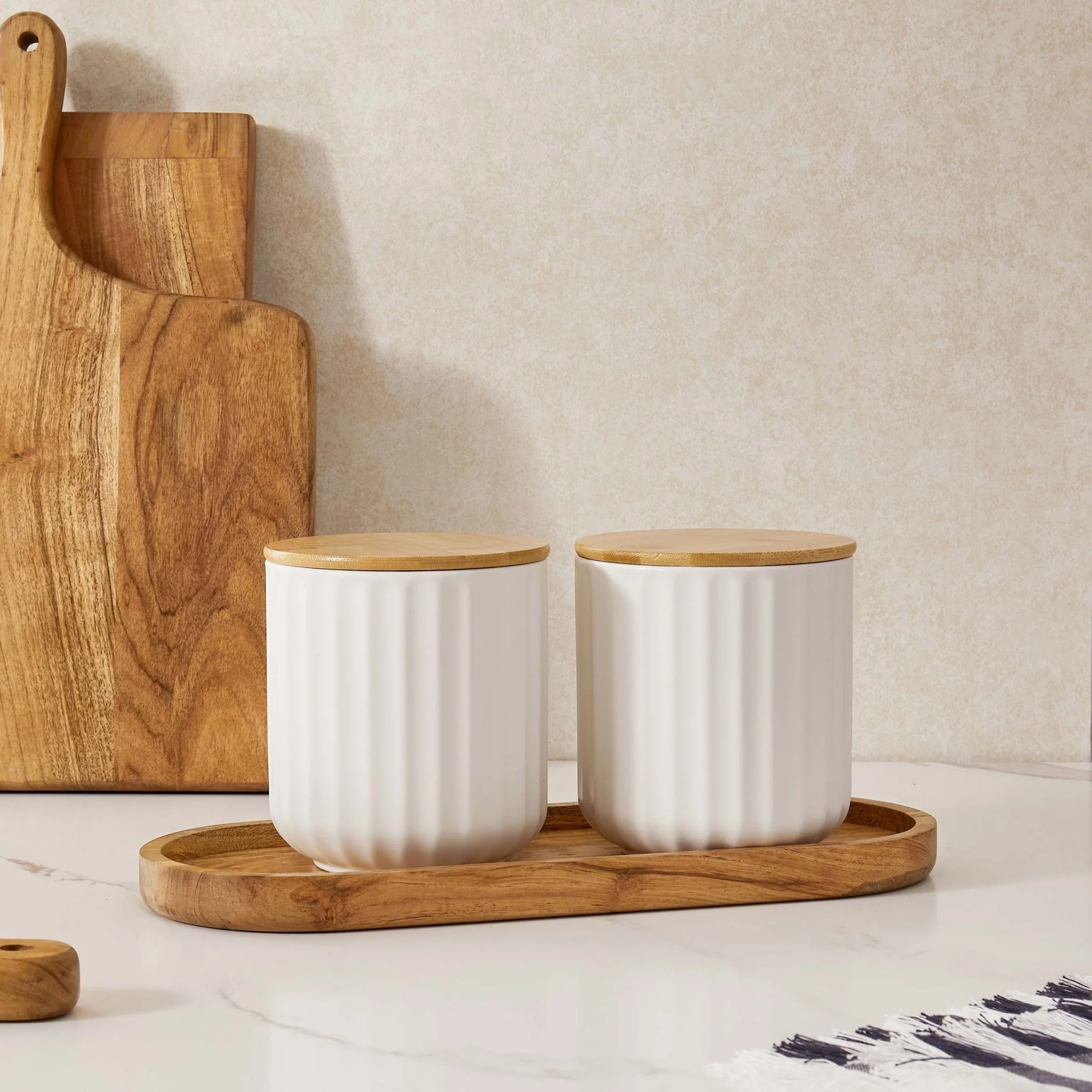 Set of 2 Kitchen Storage Jars - White