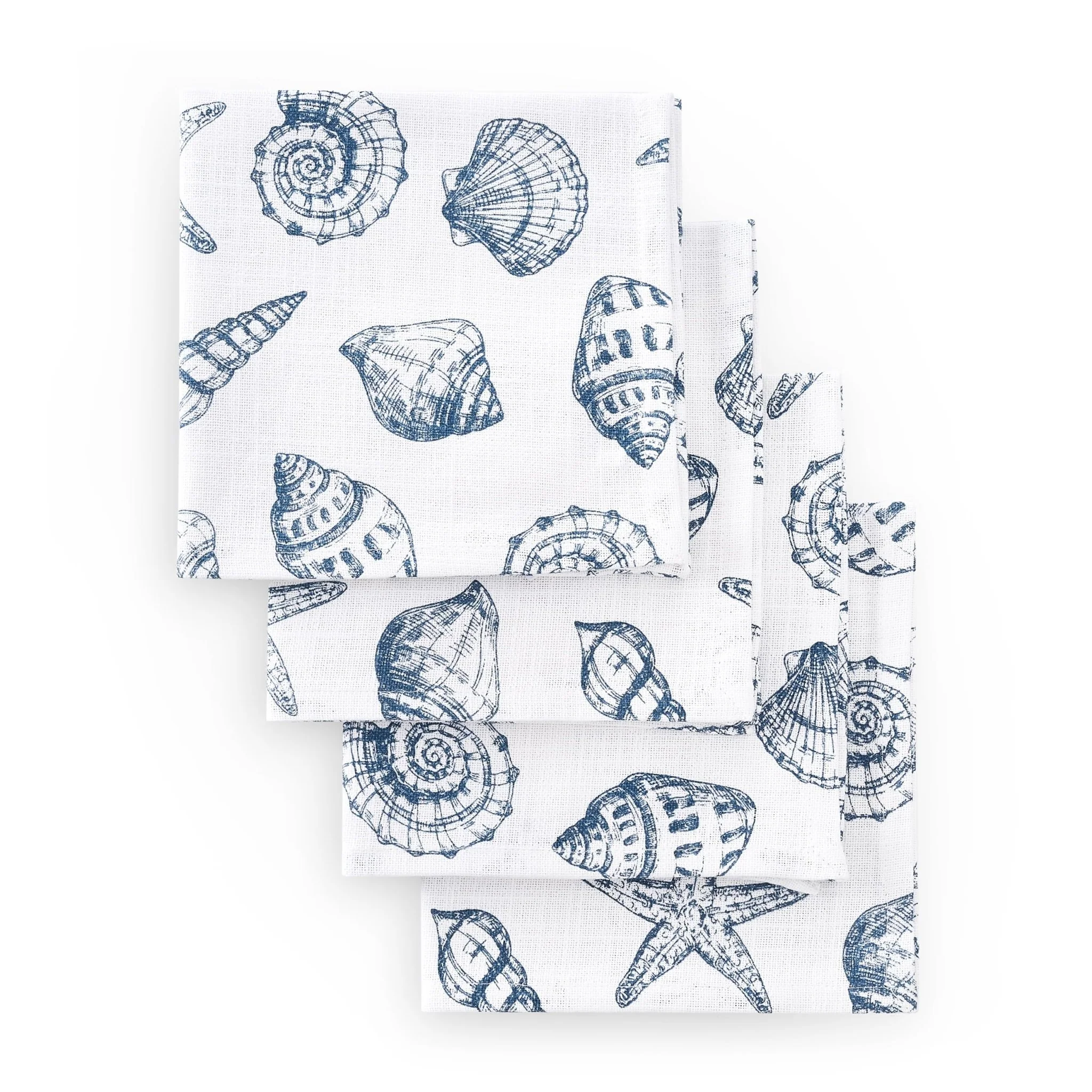 Shell Print Set of 4 Napkins - Natural/ Blue - Image 2