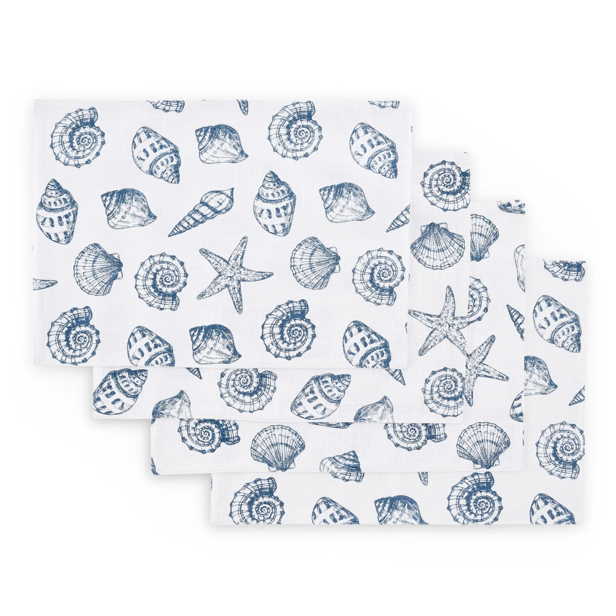 Shell Print Set of 4 Placemats - Natural/ Blue - Image 2