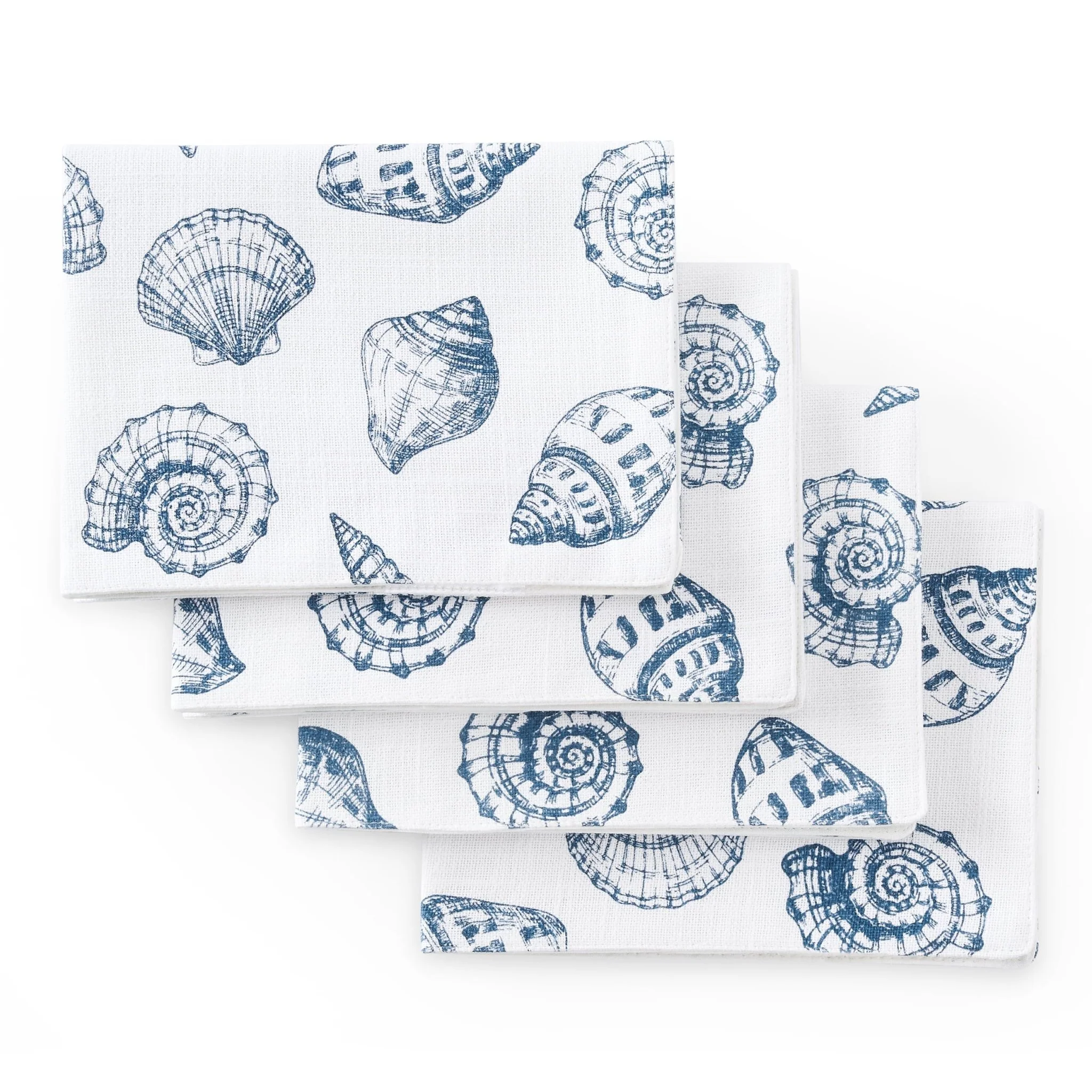 Shell Print Set of 4 Placemats - Natural/ Blue - Image 4