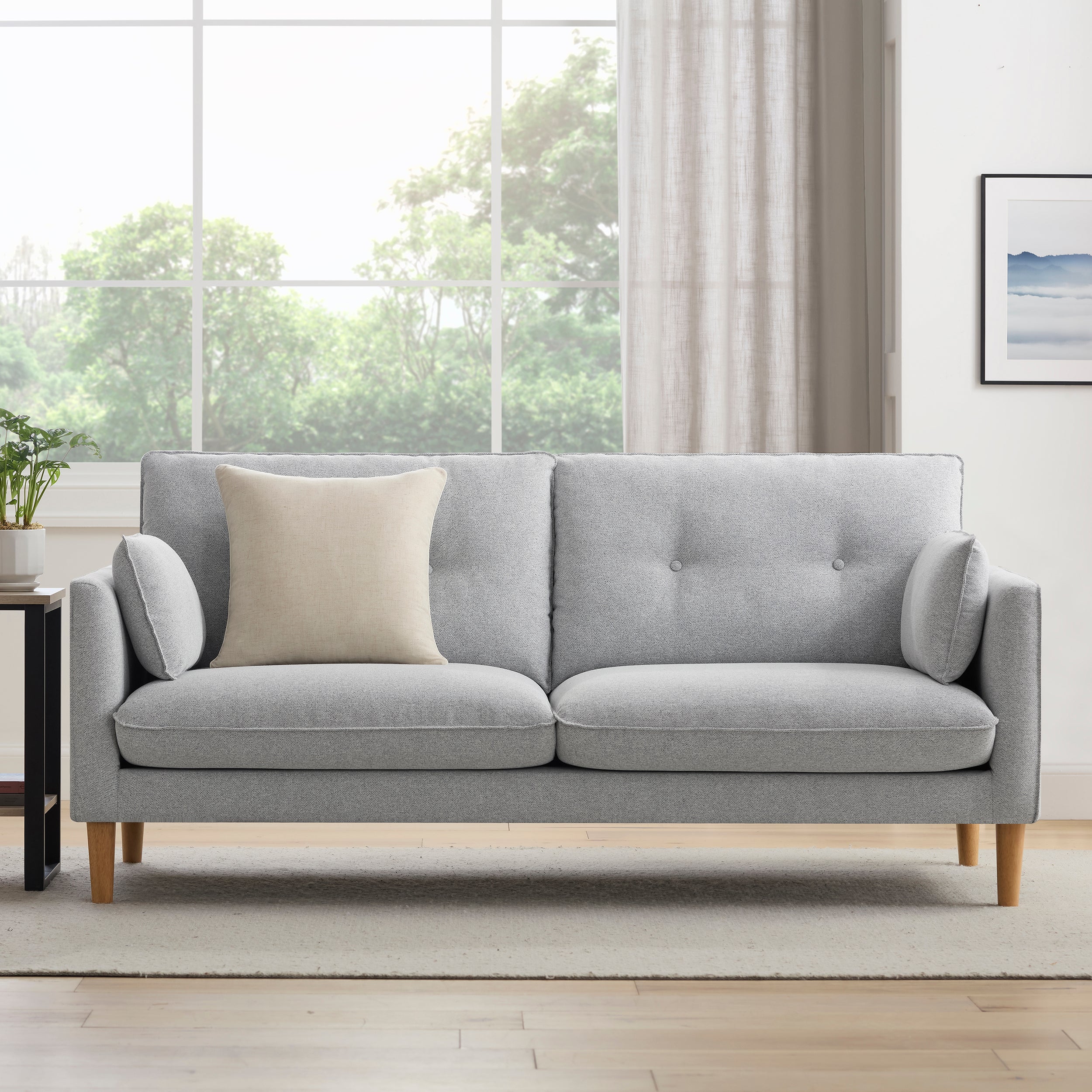 Shoreditch 3 Seater Sofa - Light Grey - Image 3