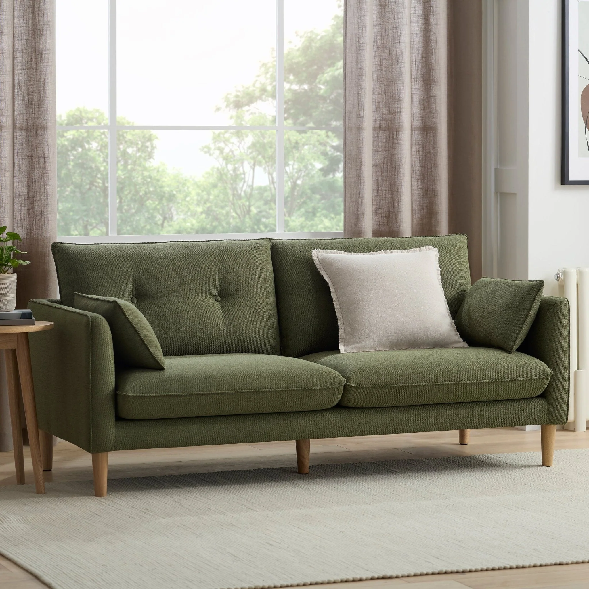 Shoreditch 3 Seater Sofa - Woven Green - Image 3