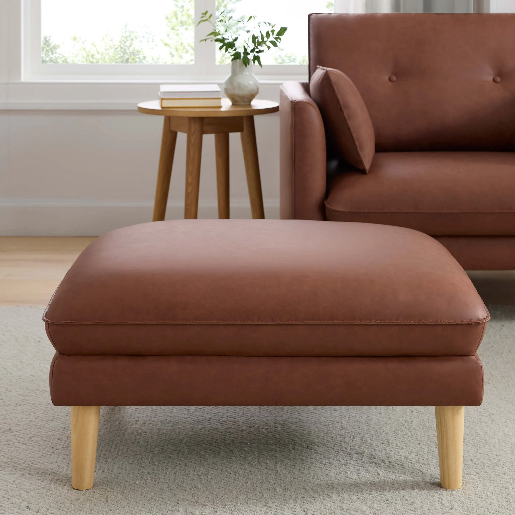 Shoreditch Pouffe - Faux Leather Tan - Image 2
