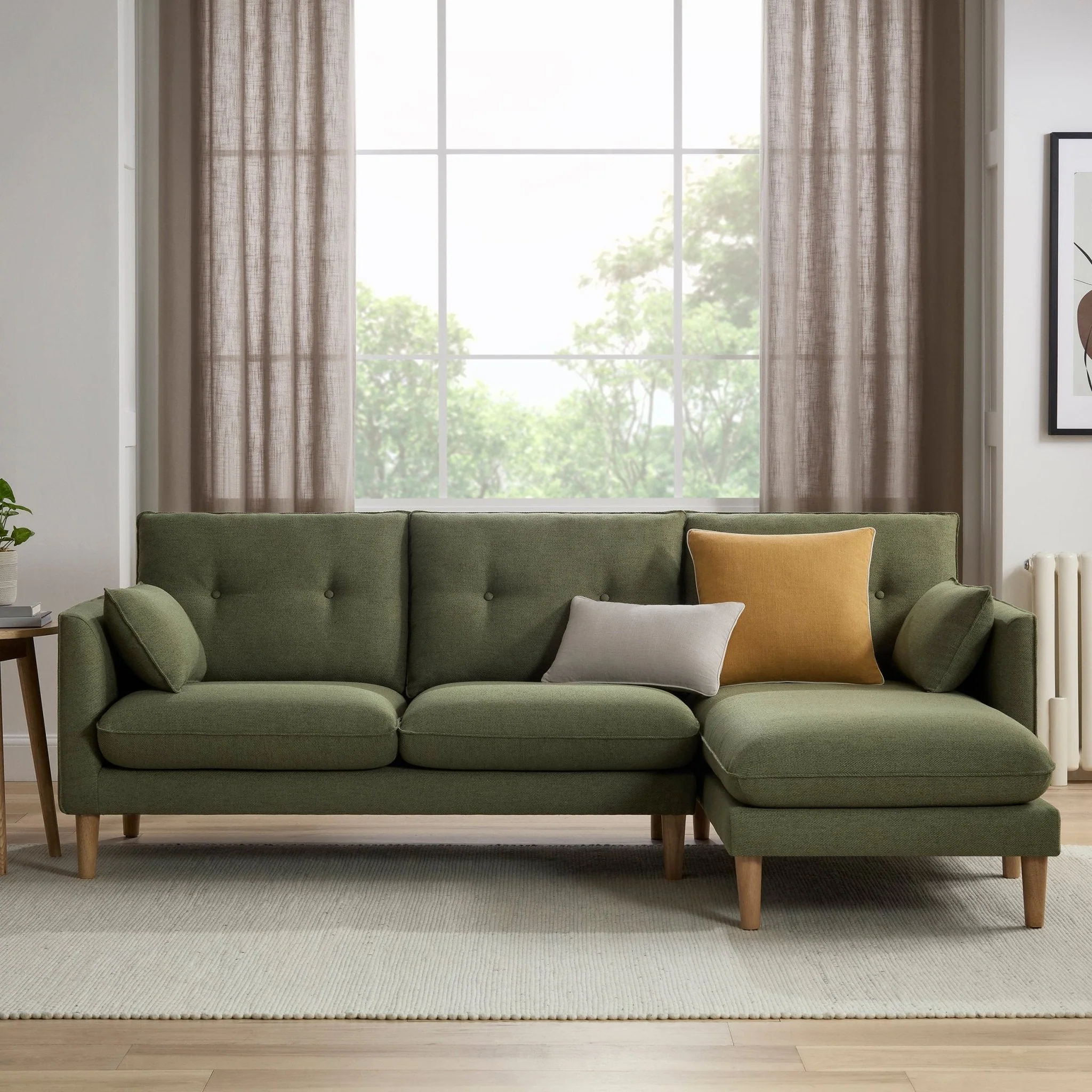 Shoreditch Right Hand Chaise Sofa - Woven Green