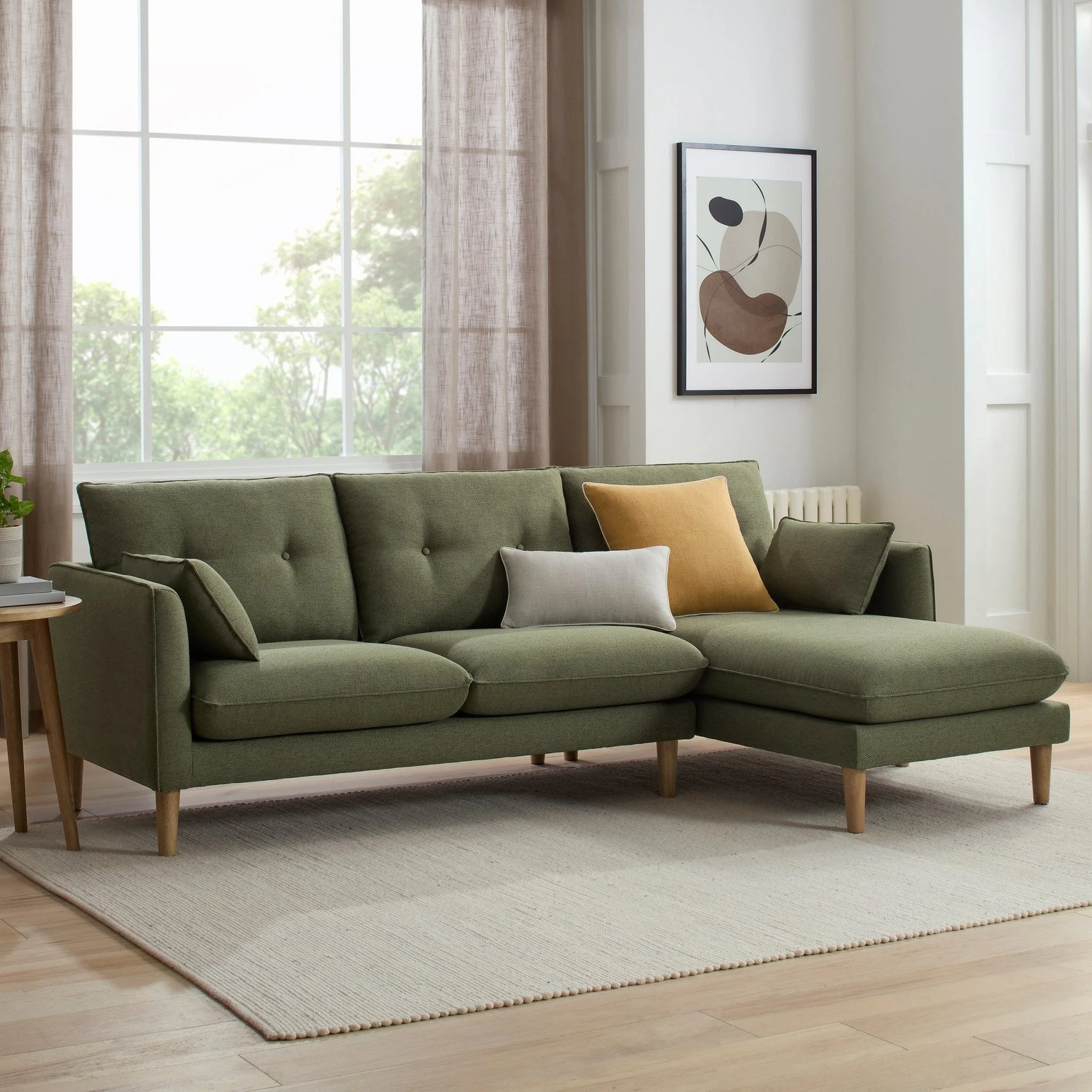 Shoreditch Right Hand Chaise Sofa - Woven Green - Image 2