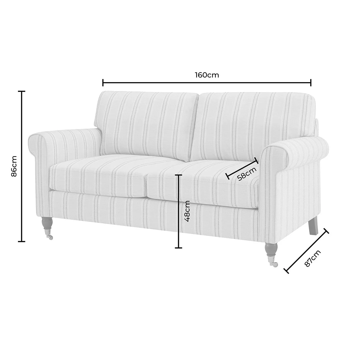 Sicily 2 Seater Sofa - Stripe - Image 14