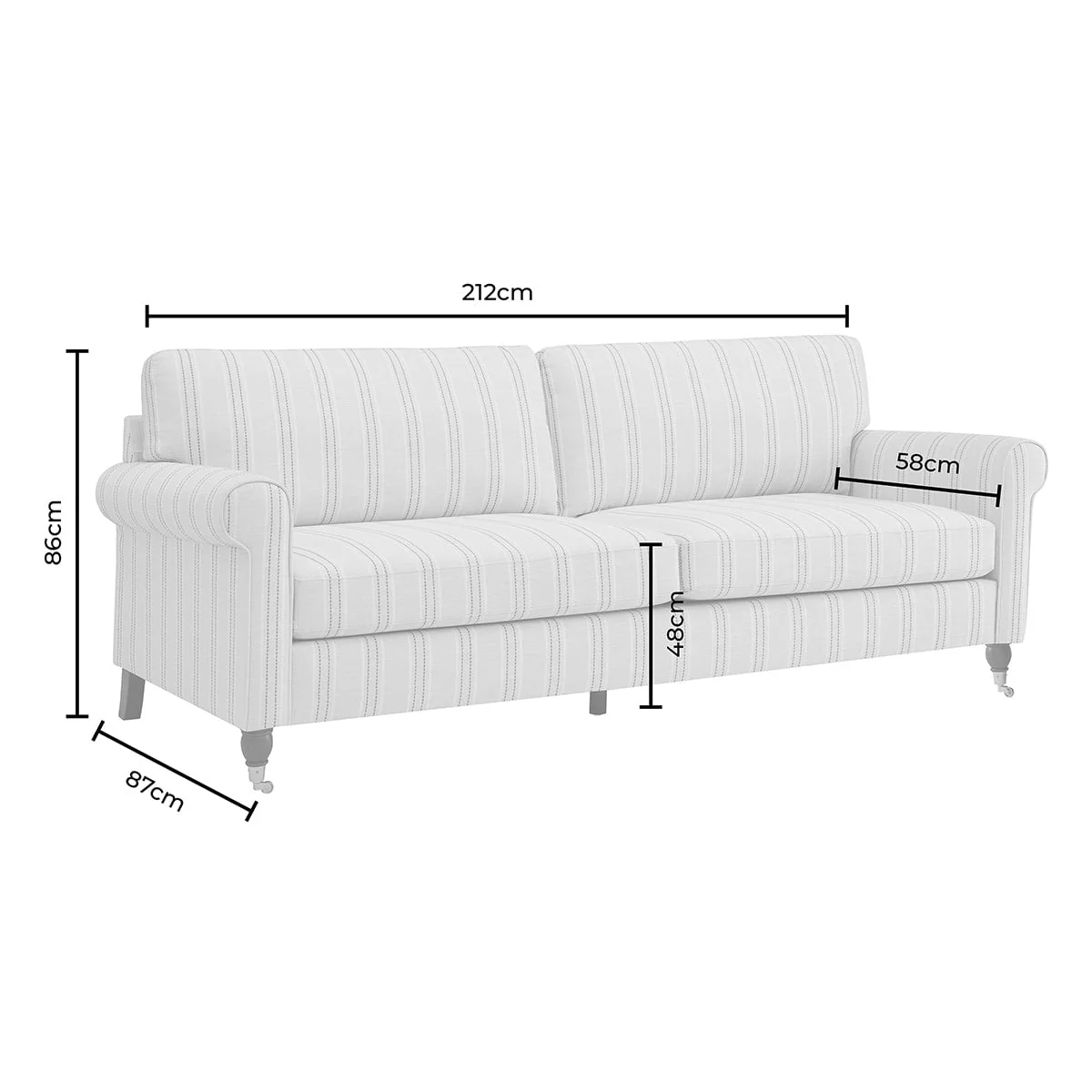 Sicily 3 Seater Sofa - Stripe - Image 14