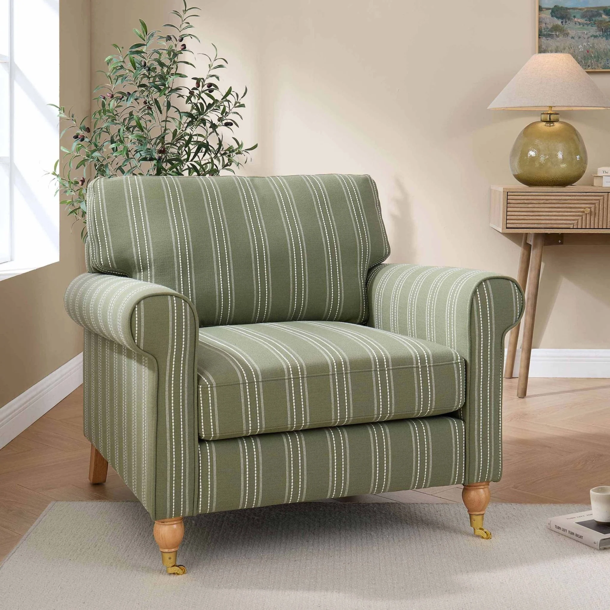 Sicily Armchair - Green Stripe