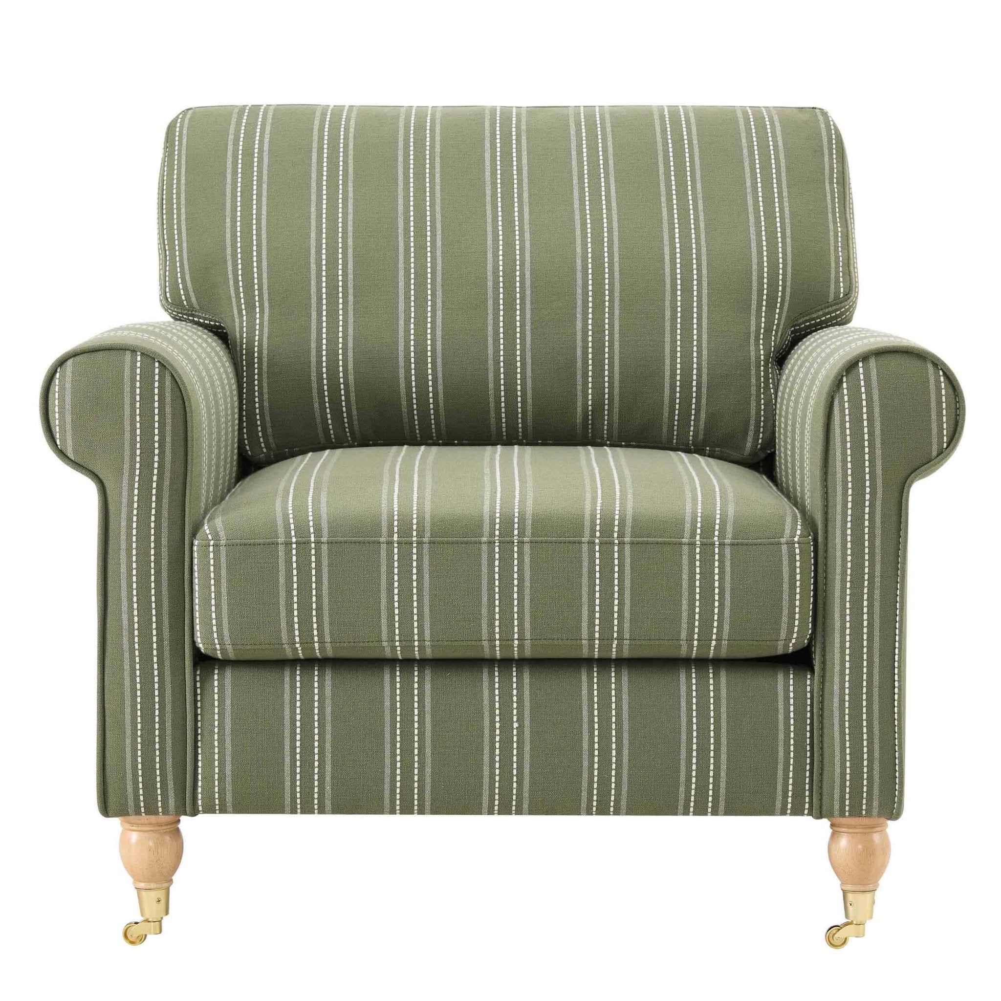 Sicily Armchair - Green Stripe - Image 2