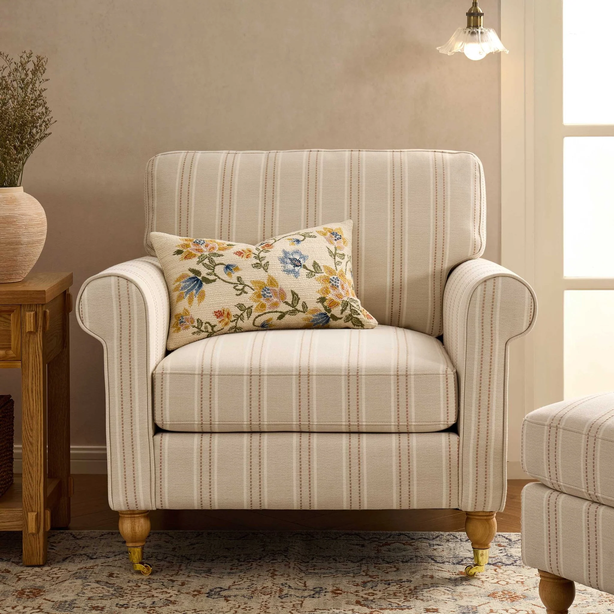 Sicily Armchair - Natural Stitched Stripe - Image 2