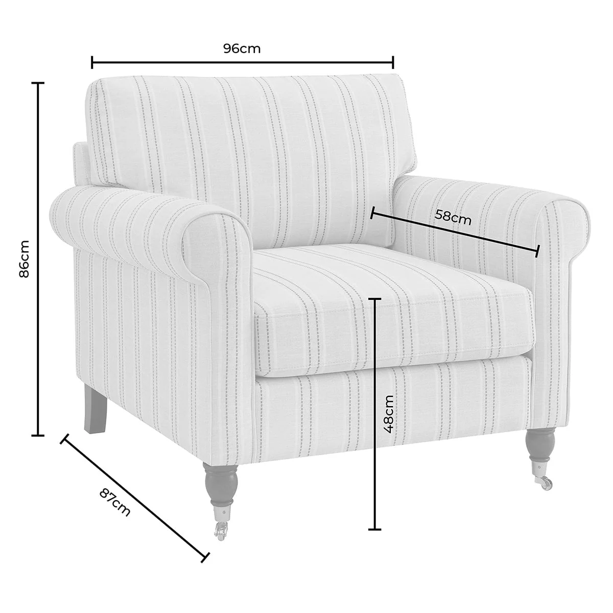 Sicily Armchair - Chocolate Stripe - Image 10