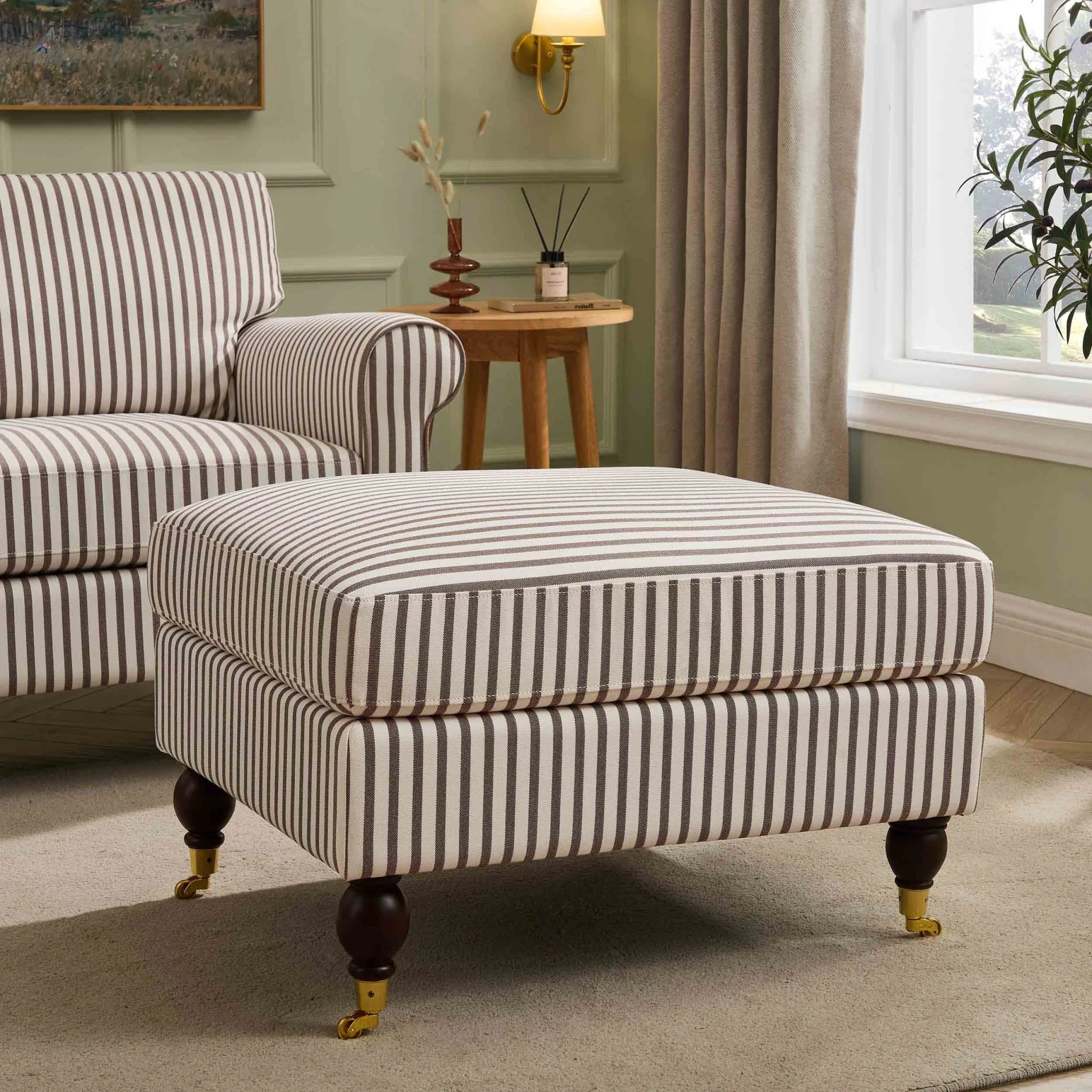 Sicily Pouffe - Chocolate Stripe