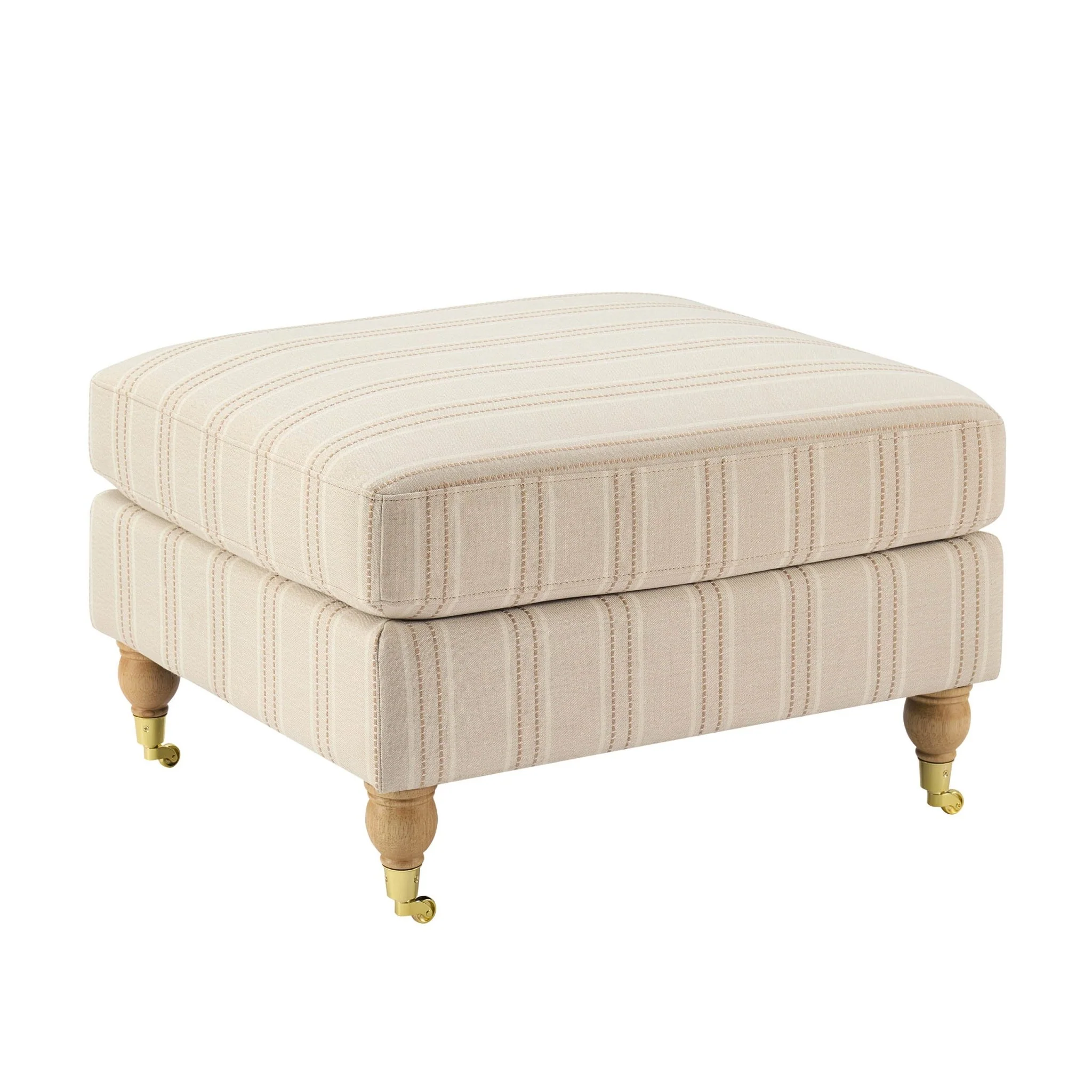 Sicily Pouffe - Natural Stitched Stripe - Image 3