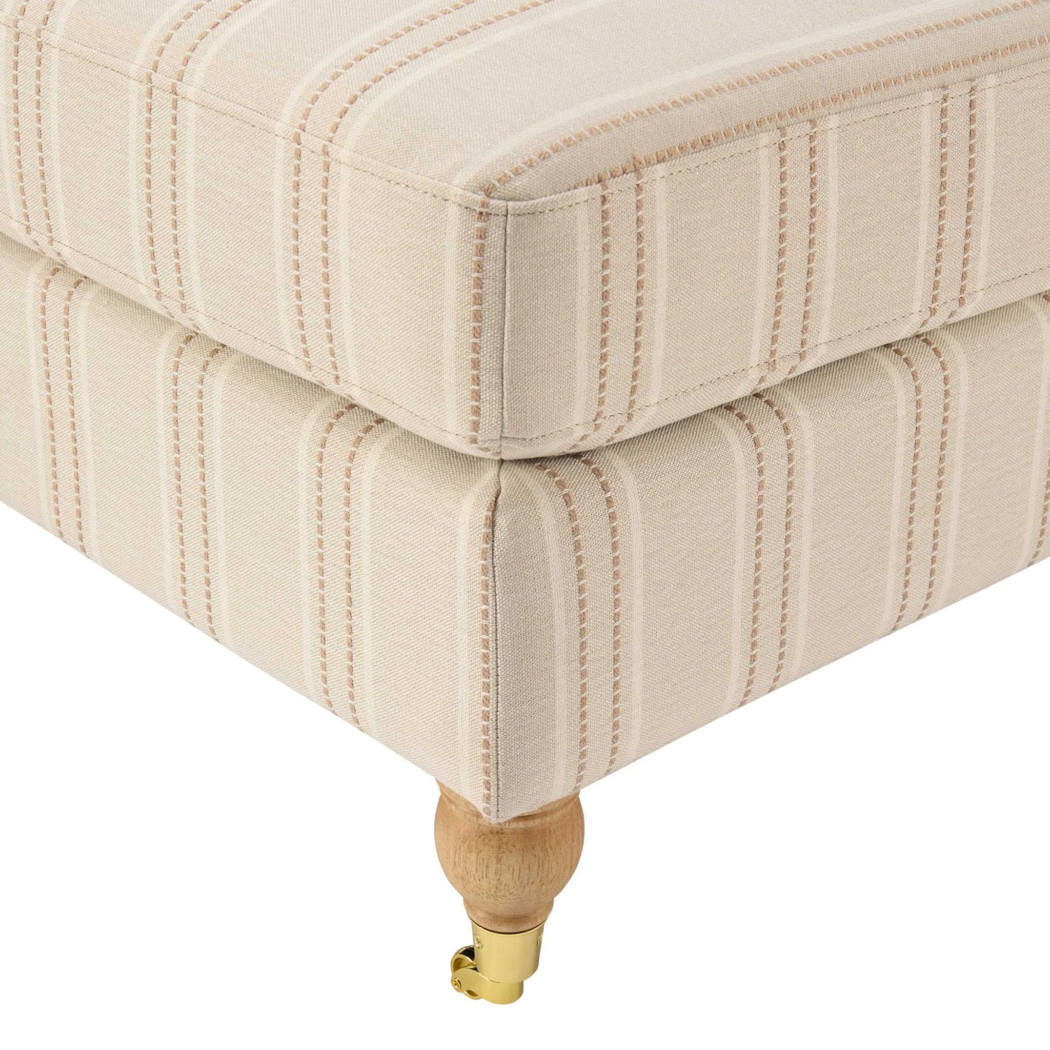 Sicily Pouffe - Natural Stitched Stripe - Image 5