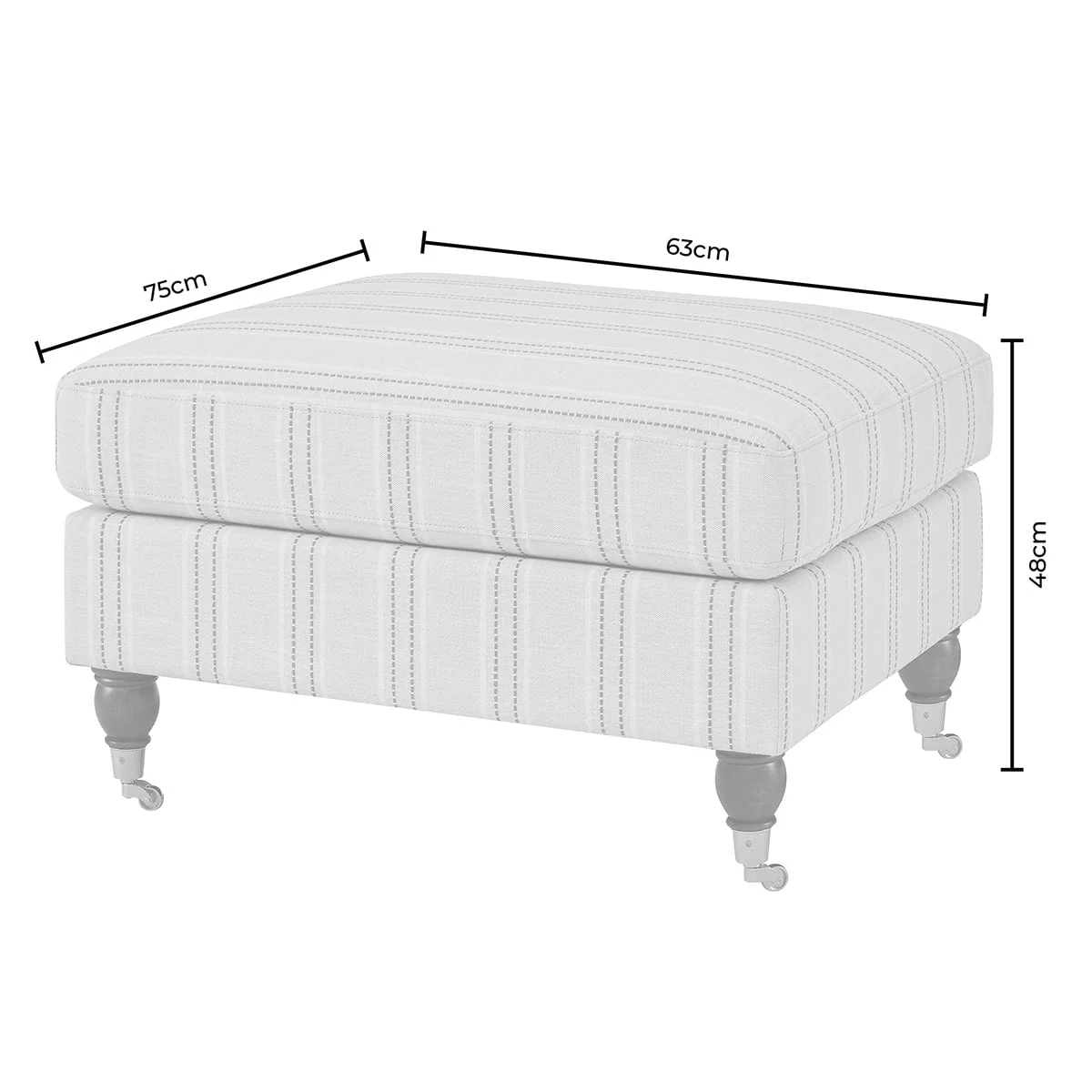 Sicily Pouffe - Natural Stitched Stripe - Image 7