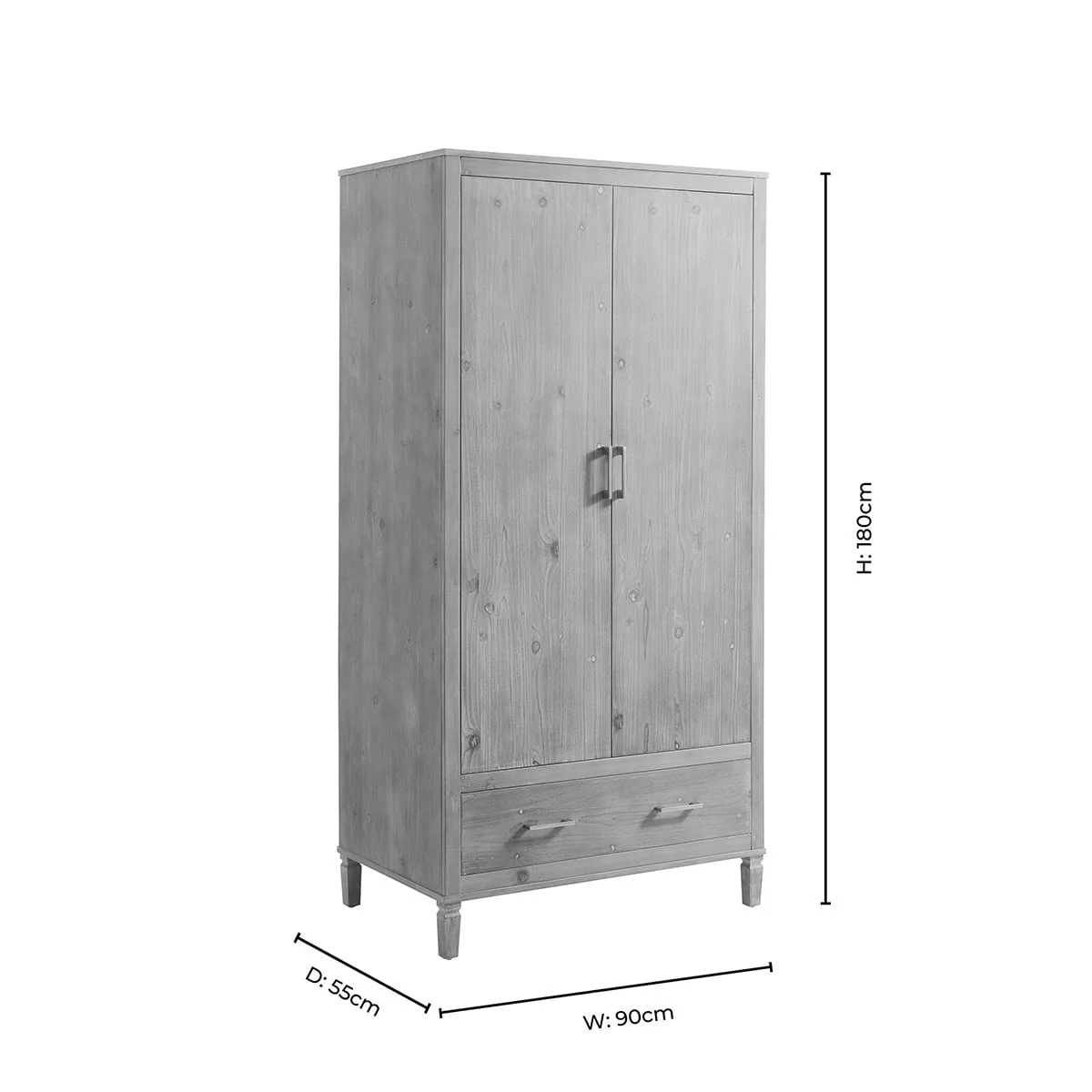 Sienna 2 Door Wardrobe with Drawers - Washed Wood - Image 9