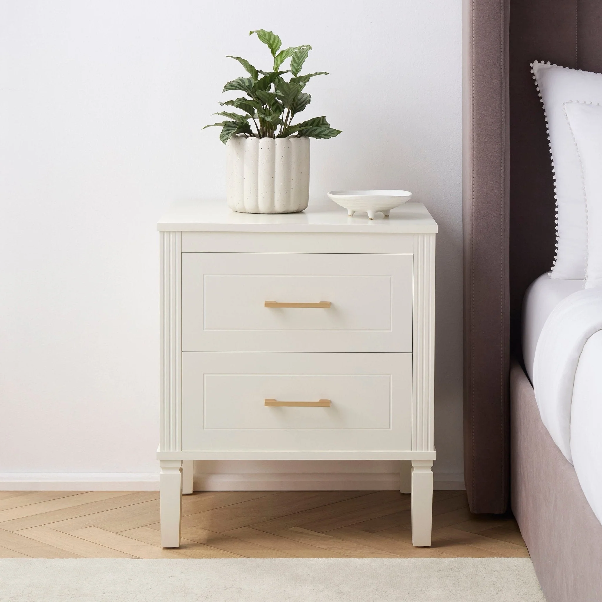 Sienna 2 Drawer Bedside Table - Cream - Image 2