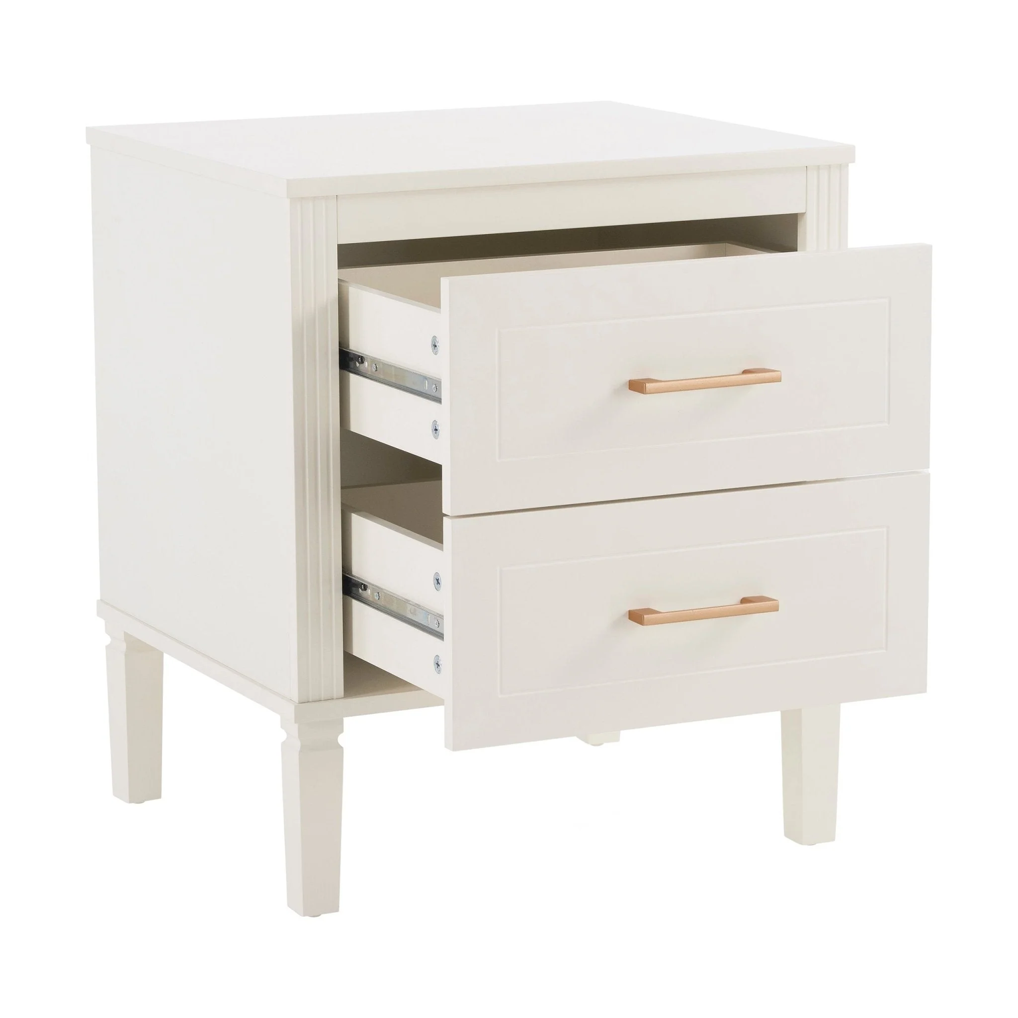 Sienna 2 Drawer Bedside Table - Cream - Image 3