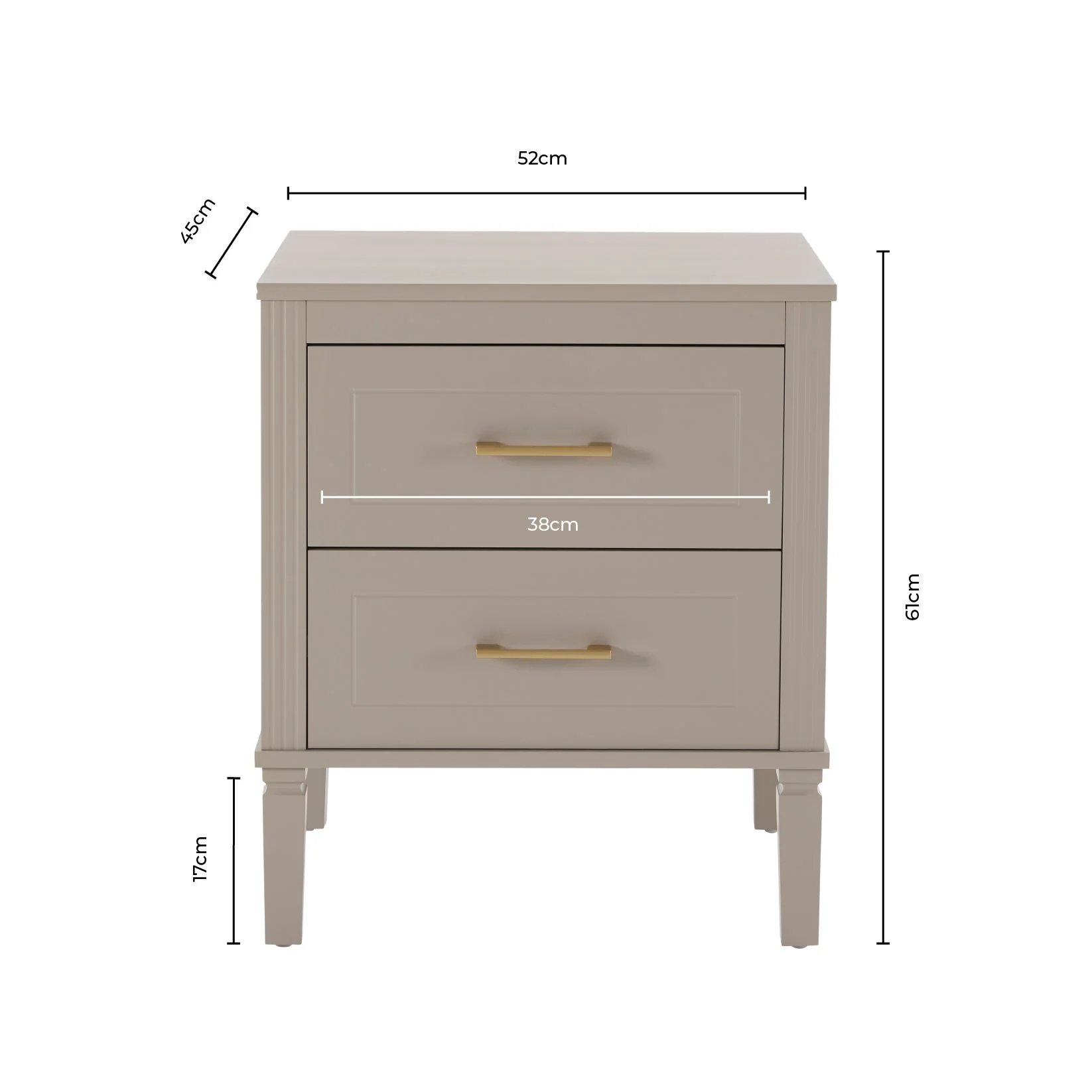 Sienna 2 Drawer Bedside Table - Dusty Mauve - Image 8