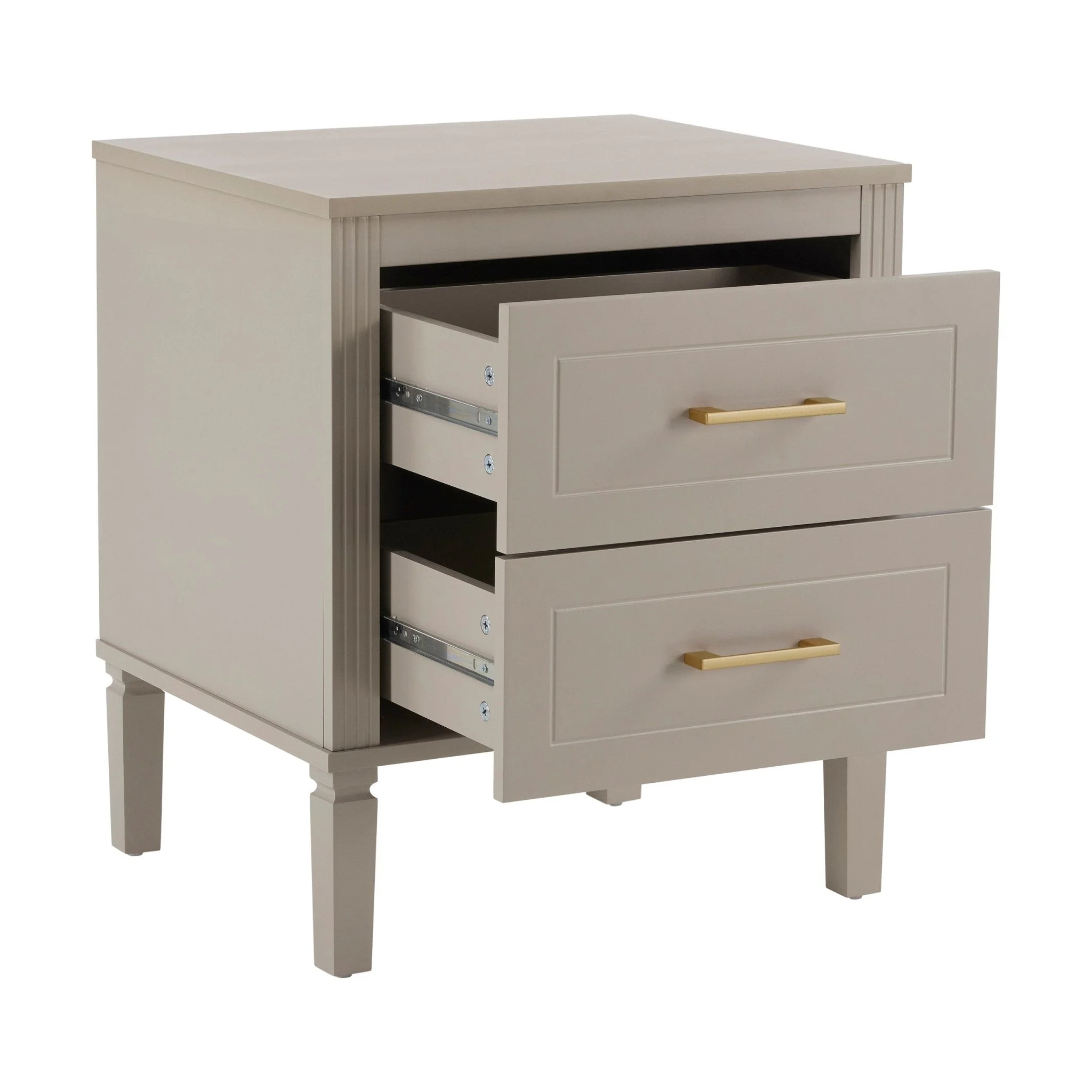 Sienna 2 Drawer Bedside Table - Taupe - Image 3