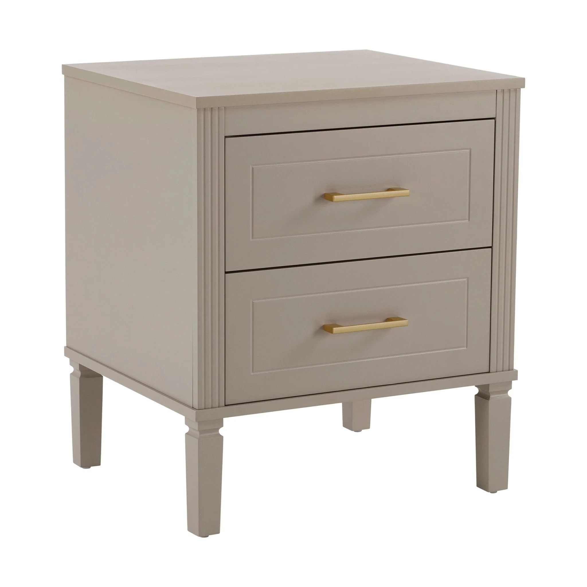 Sienna 2 Drawer Bedside Table - Taupe - Image 4