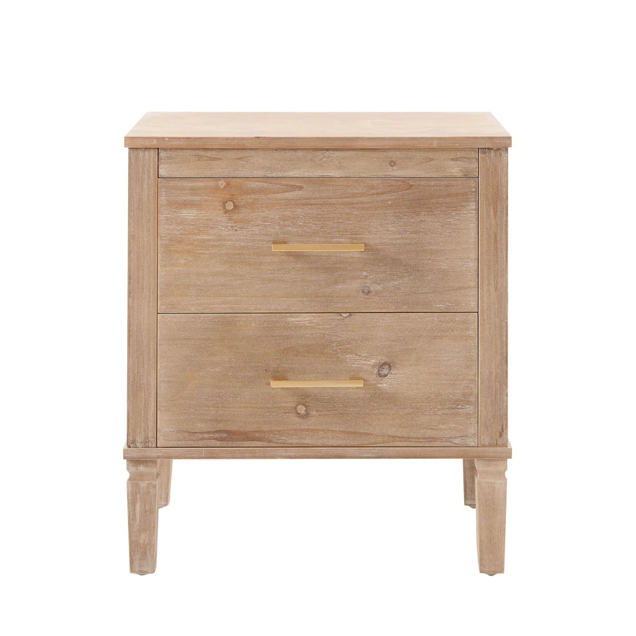 Sienna 2 Drawer Bedside Table - Washed Wood - Image 4