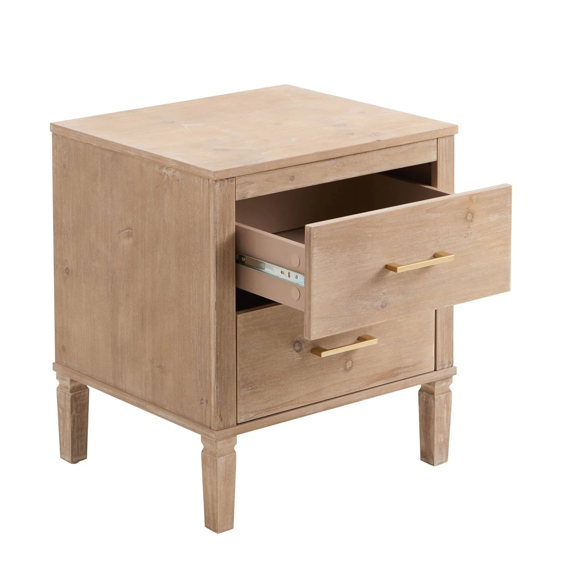 Sienna 2 Drawer Bedside Table - Washed Wood - Image 6