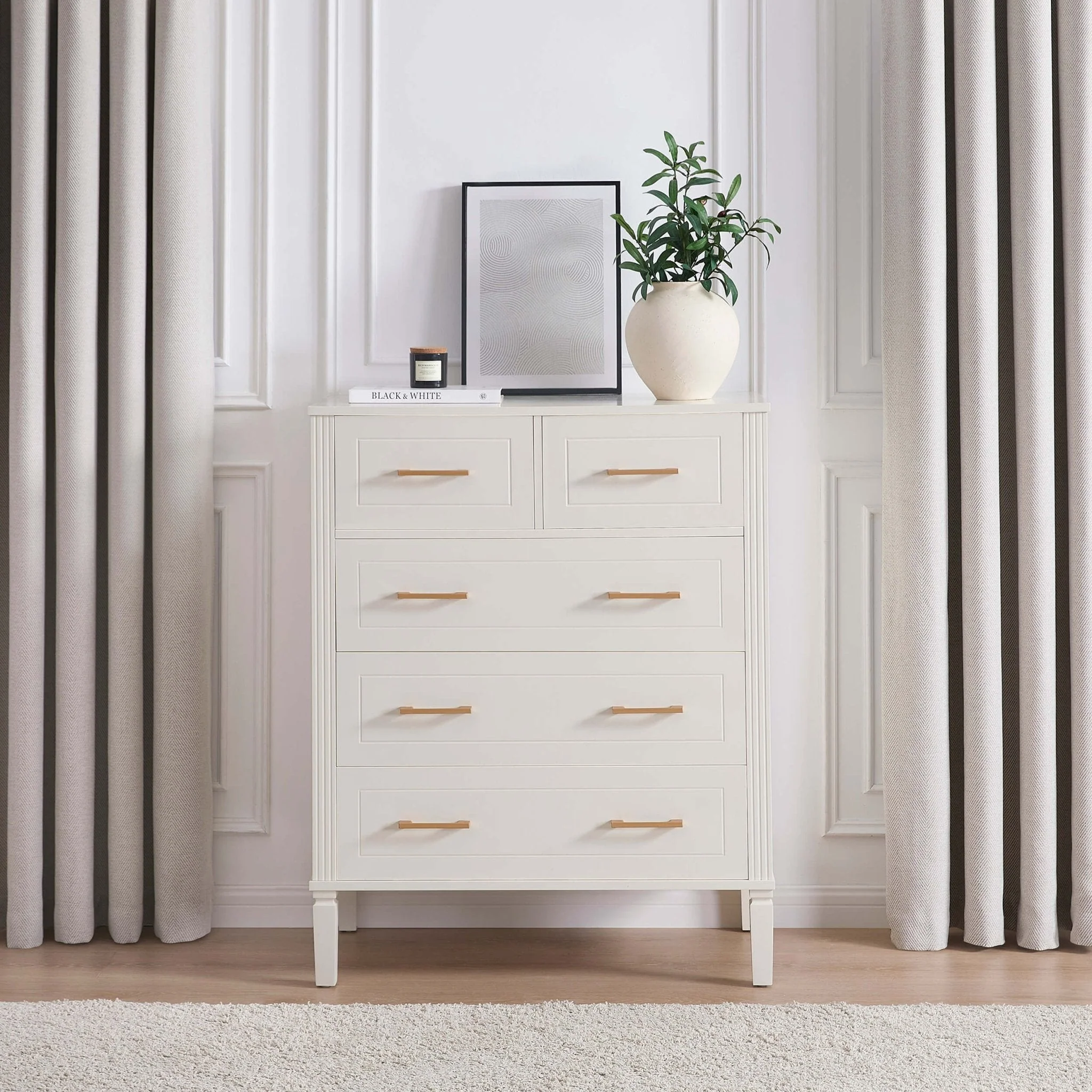 Sienna 5 Drawer Chest - Cream - Image 3