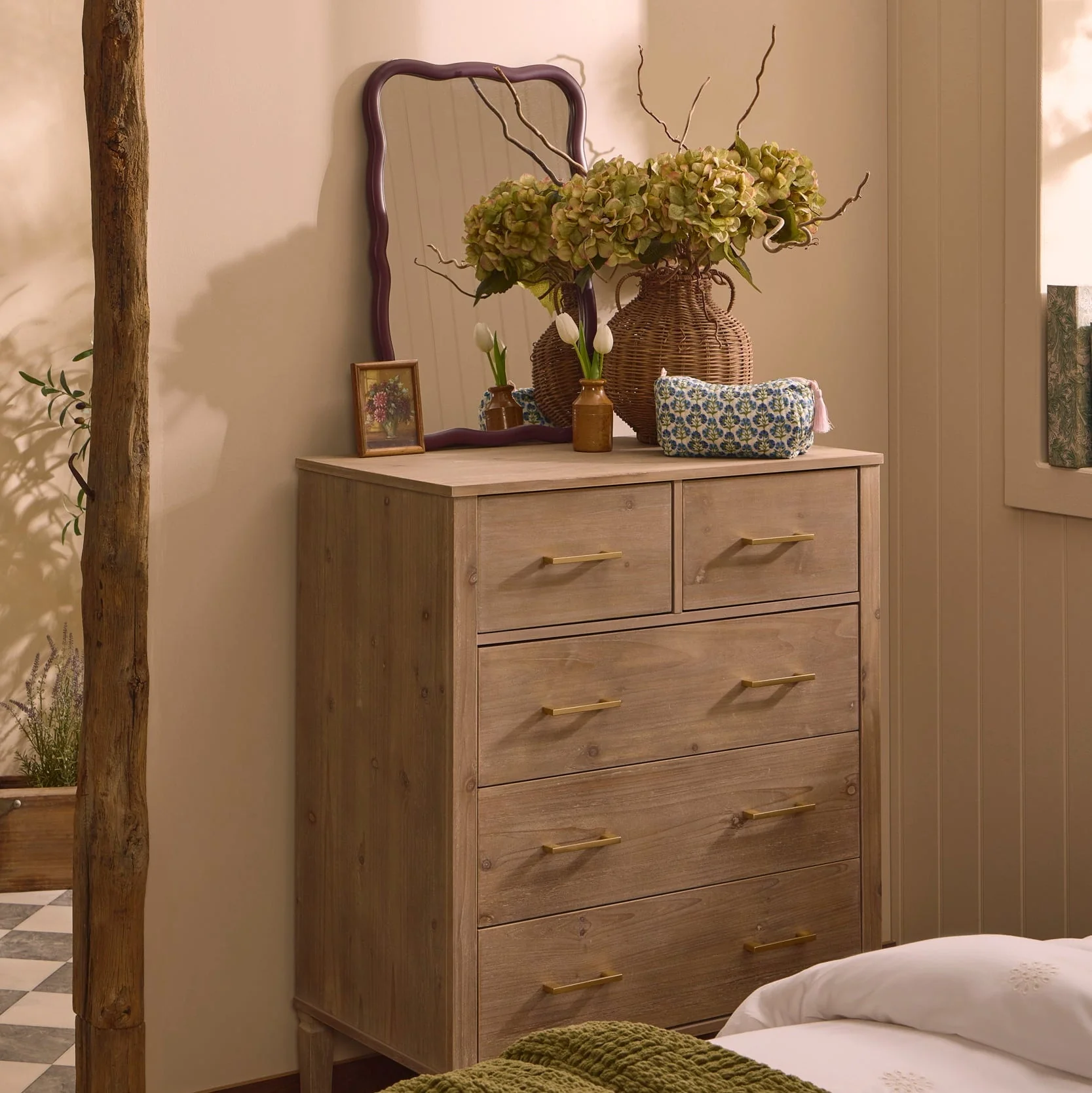 Sienna 5 Drawer Chest - Washed Wood - Image 3