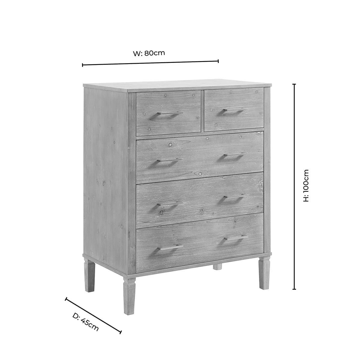 Sienna 5 Drawer Chest - Washed Wood - Image 9