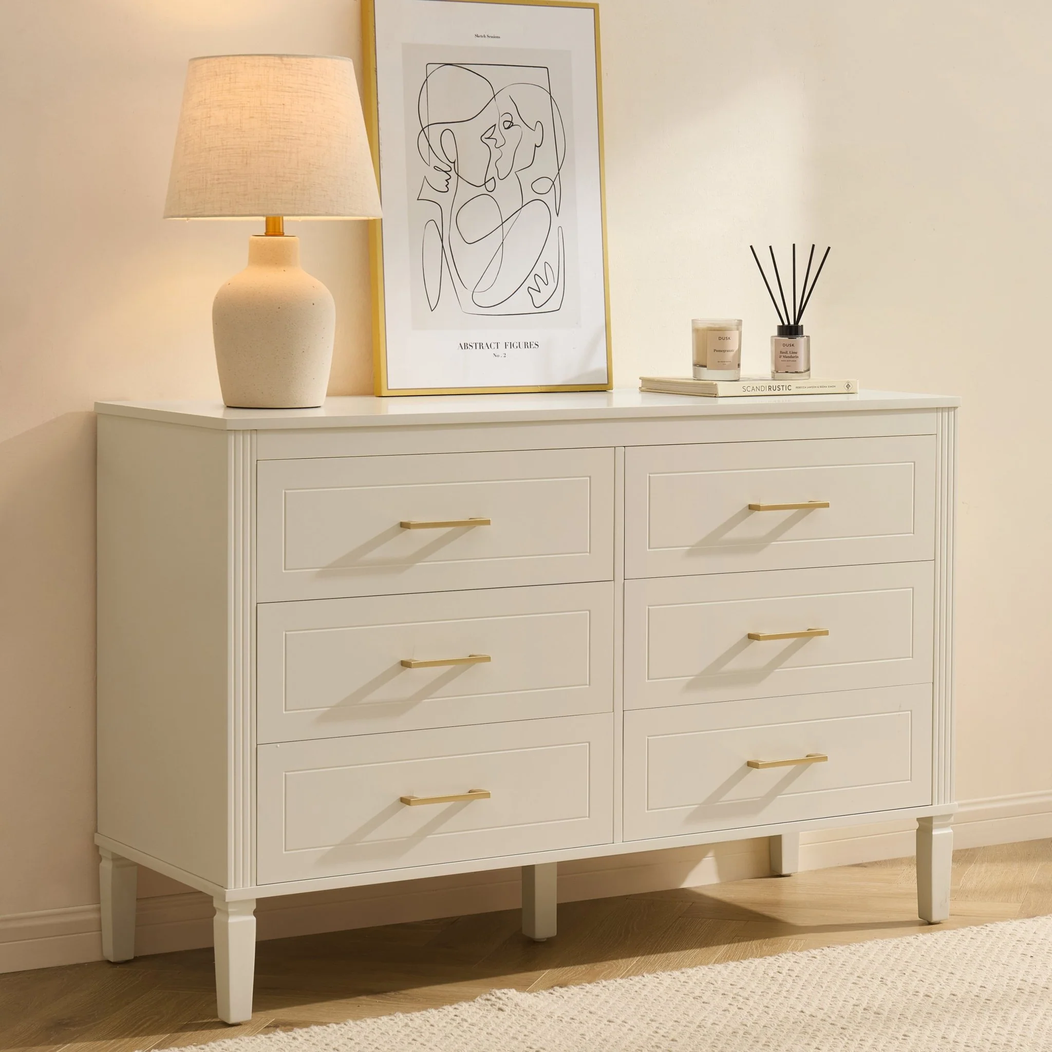 Sienna 6 Drawer Chest - Cream