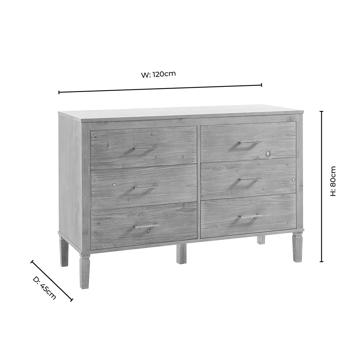 Sienna 6 Drawer Chest - Taupe - Image 8