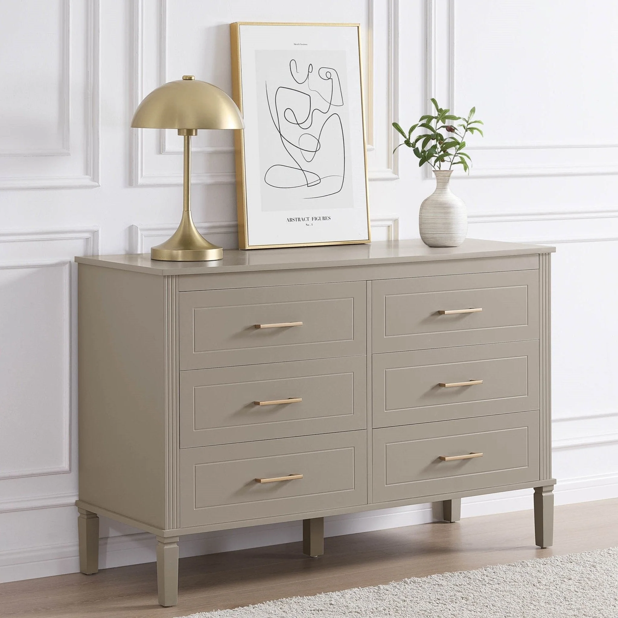 Sienna 6 Drawer Chest - Taupe