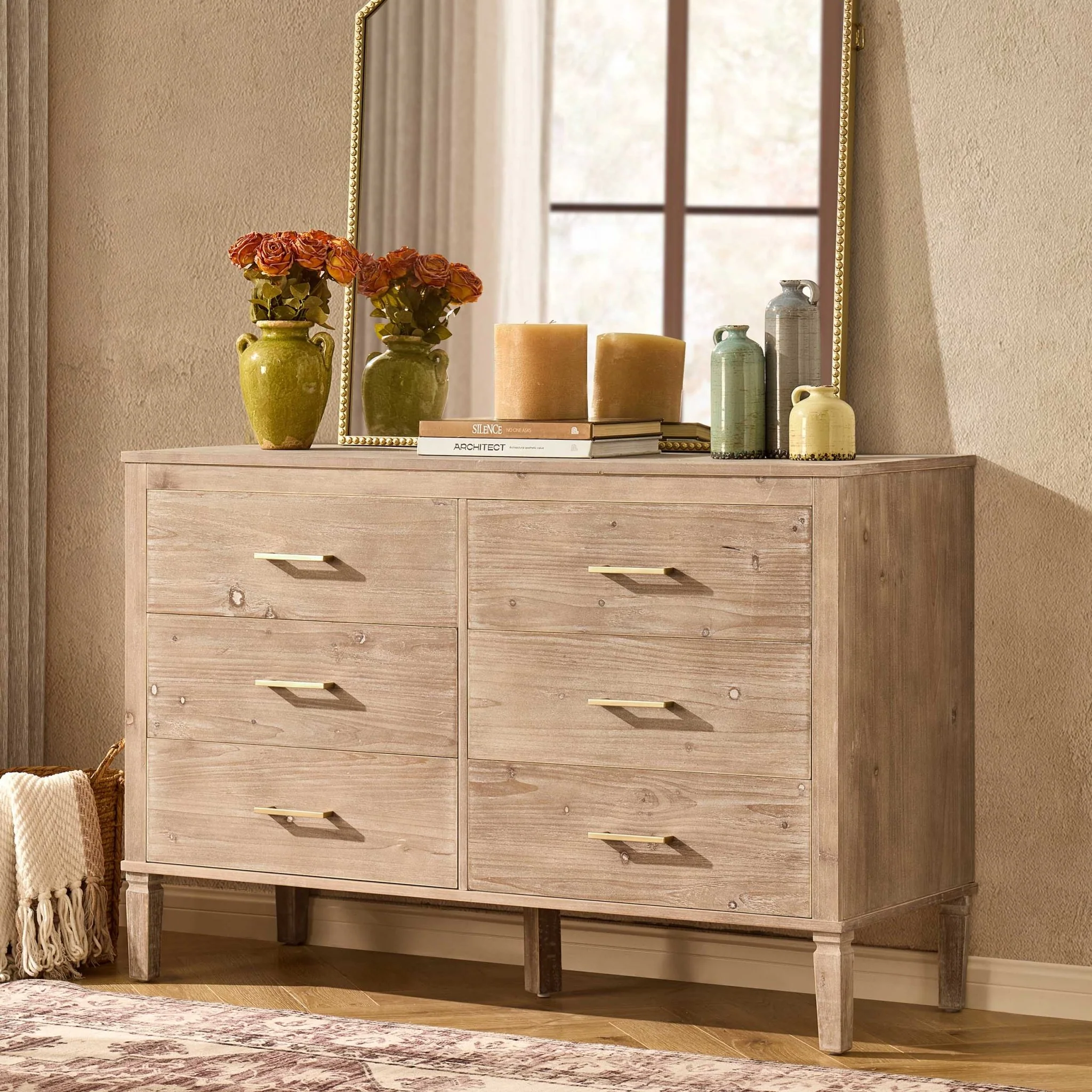 Sienna 6 Drawer Chest - Washed Wood