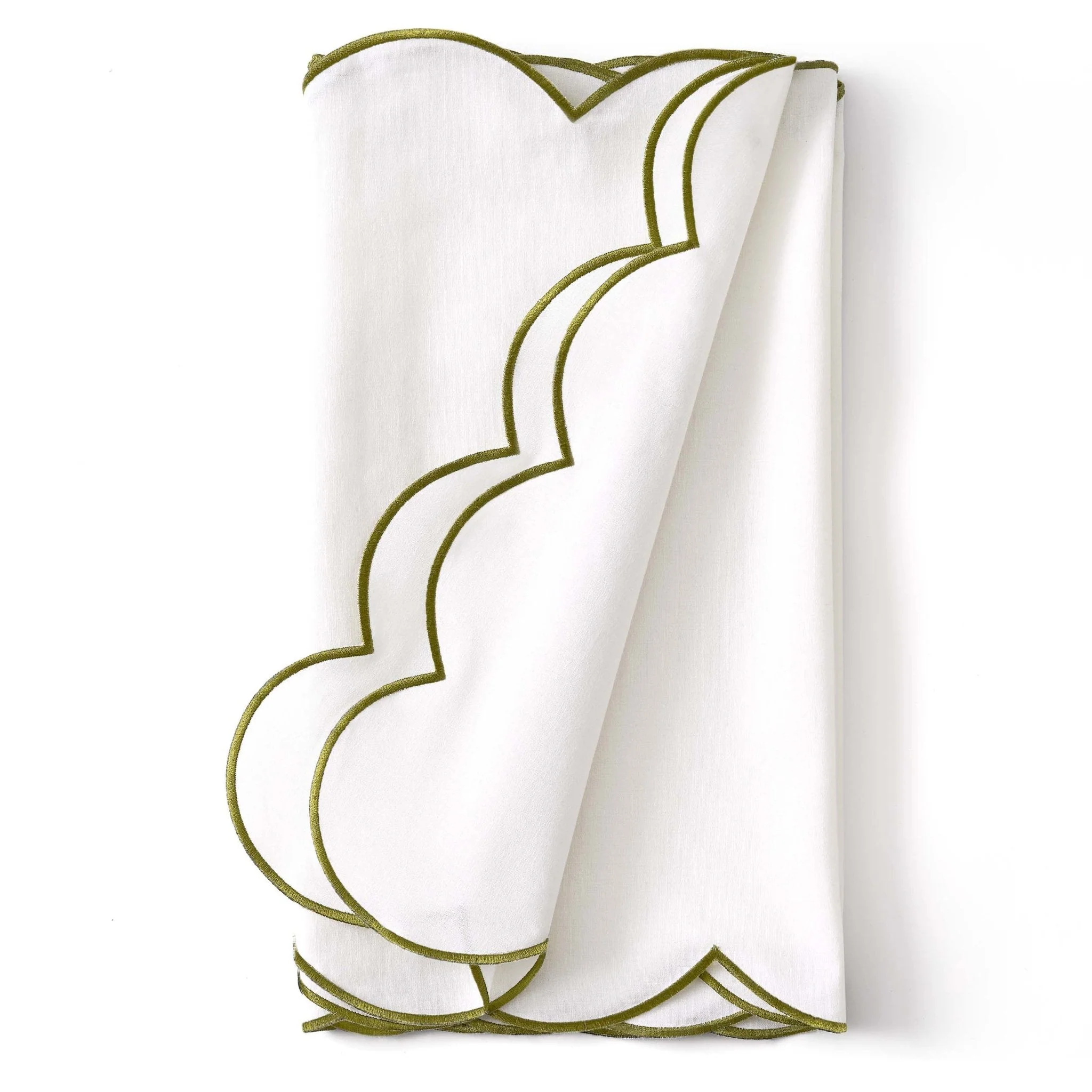 Simone Scallop Edge Table Runner - Off White/Olive - Image 3