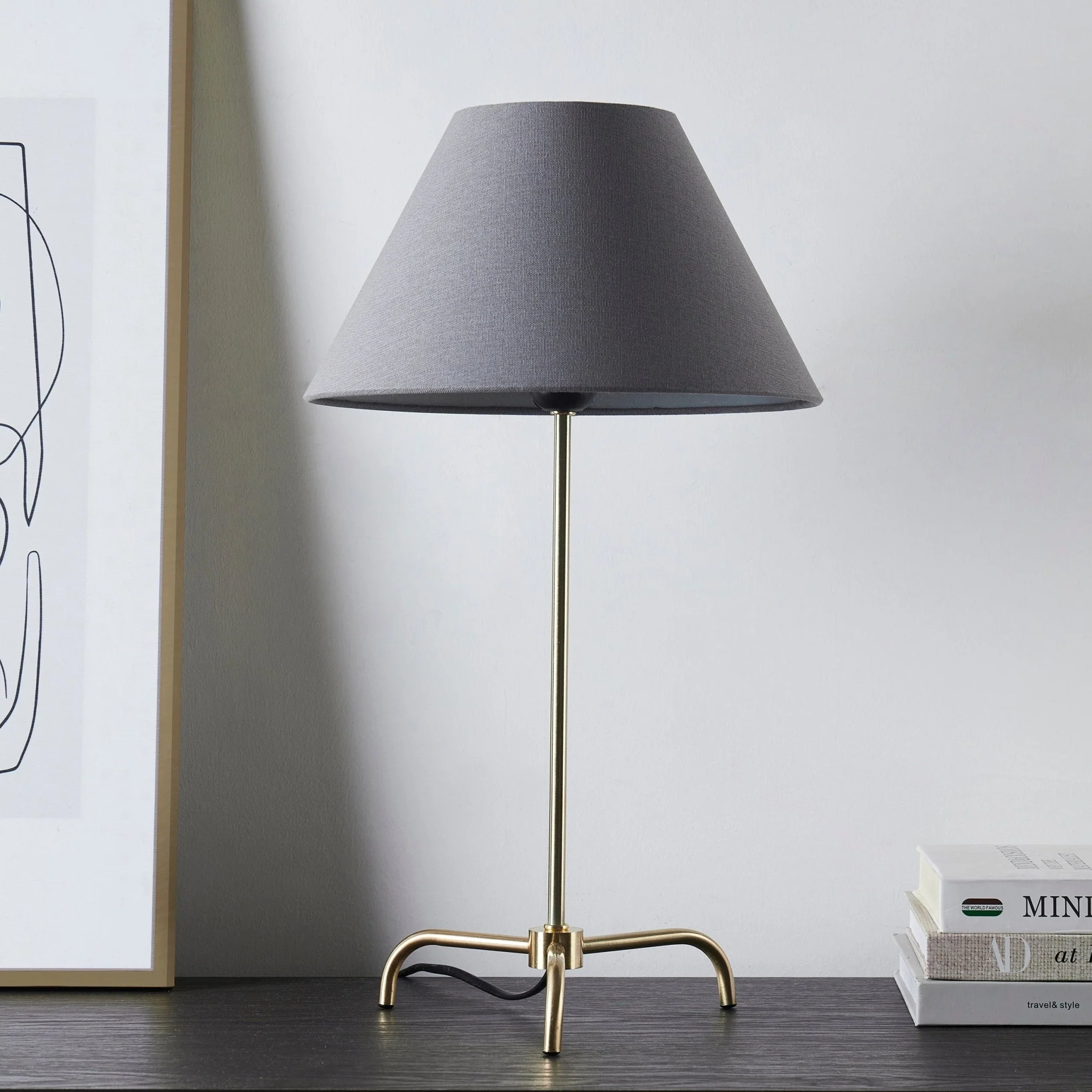 Sisu Minimalist Table Lamp - Brass/Grey - Image 2