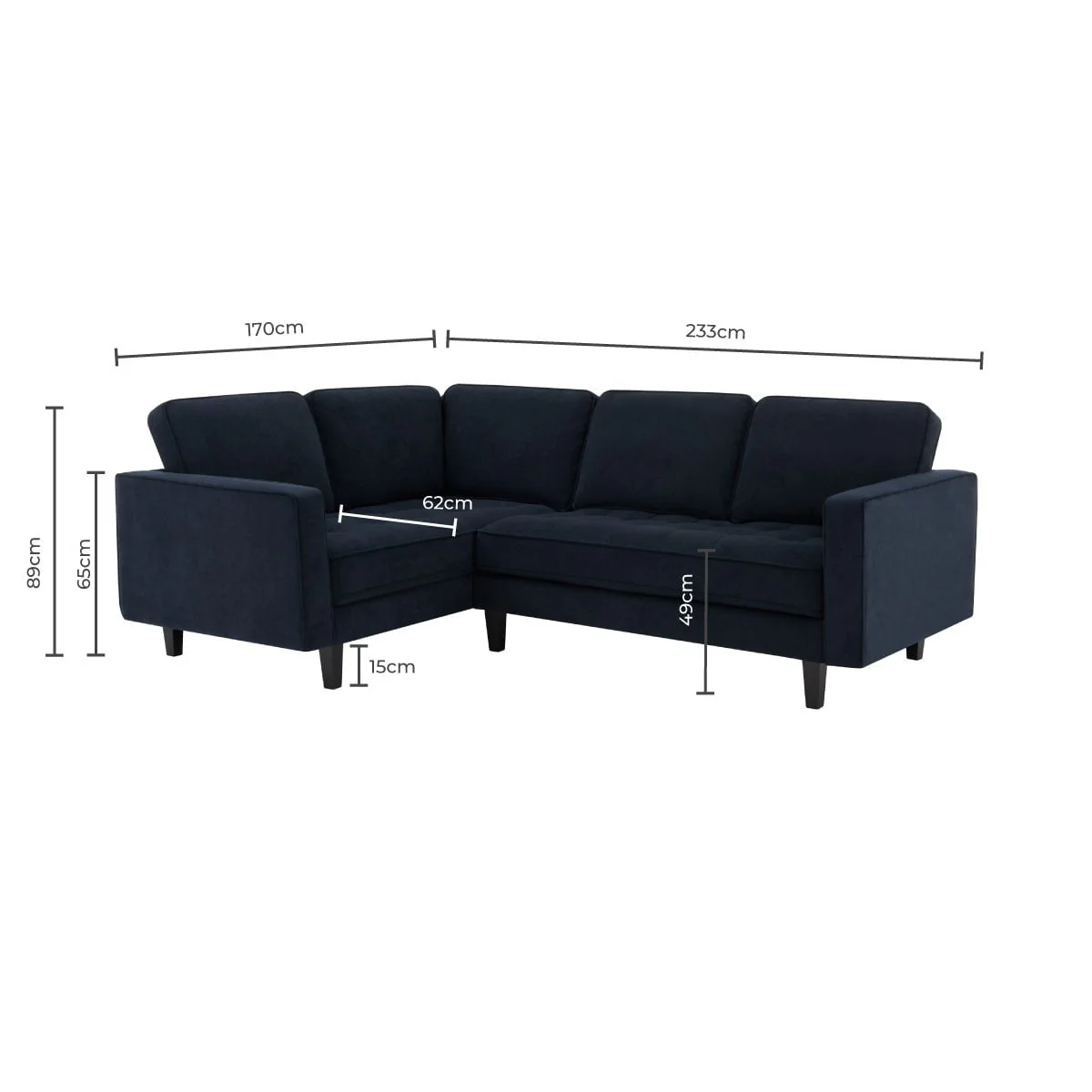 Sloane Left Hand Corner Sofa - Midnight - Image 8