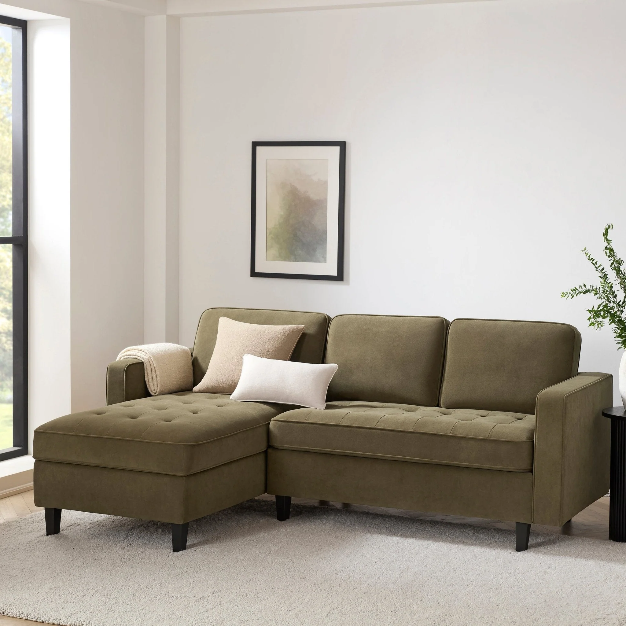Sloane Left Hand Storage Chaise Sofa - Olive