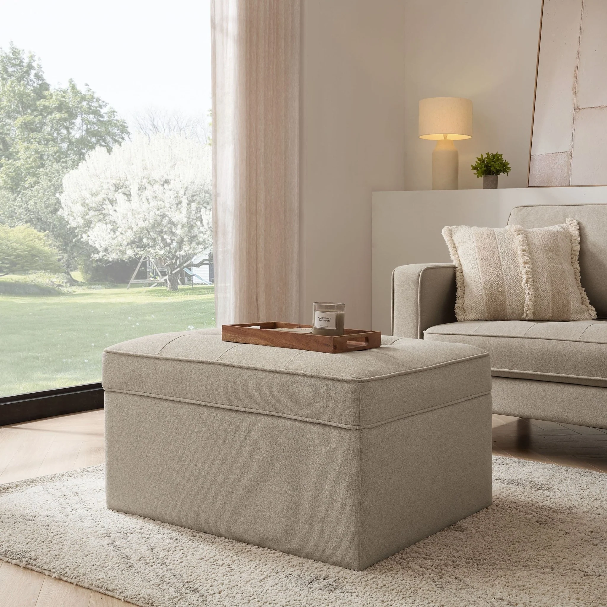 Sloane Ottoman Storage Pouffe - Oatmeal