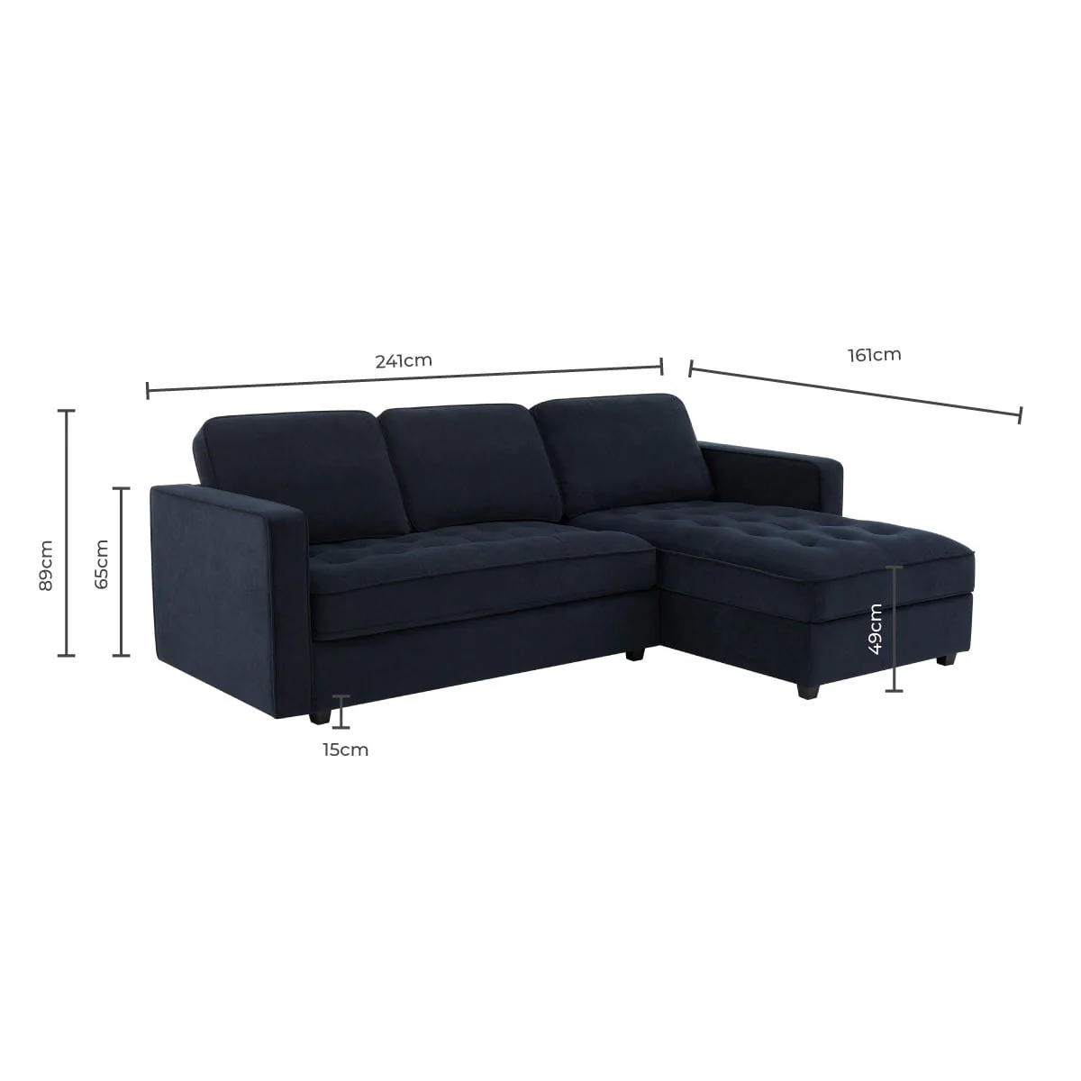 Sloane Right Hand Storage Chaise - Midnight - Image 8