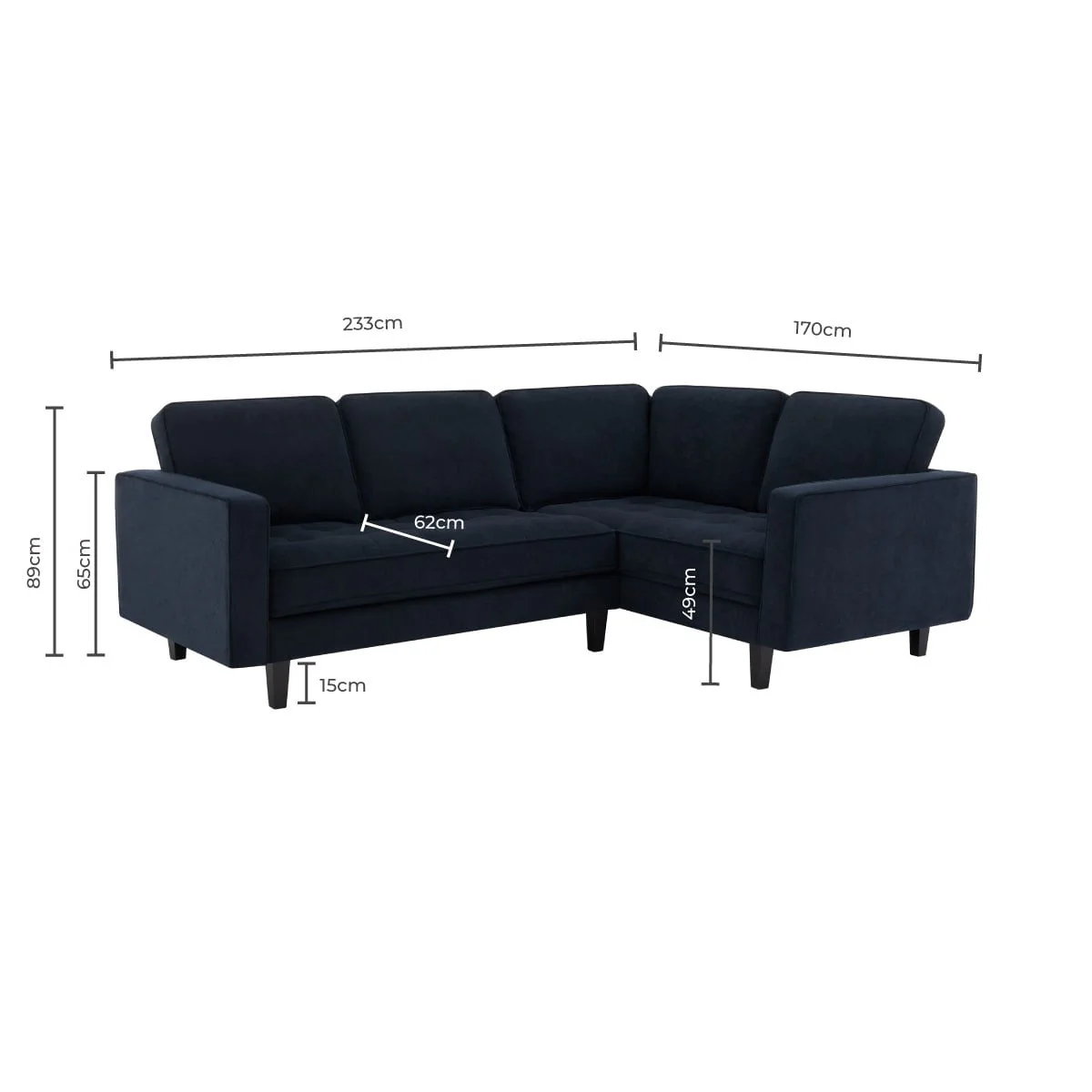 Sloane Right Hand Corner Sofa - Midnight - Image 8