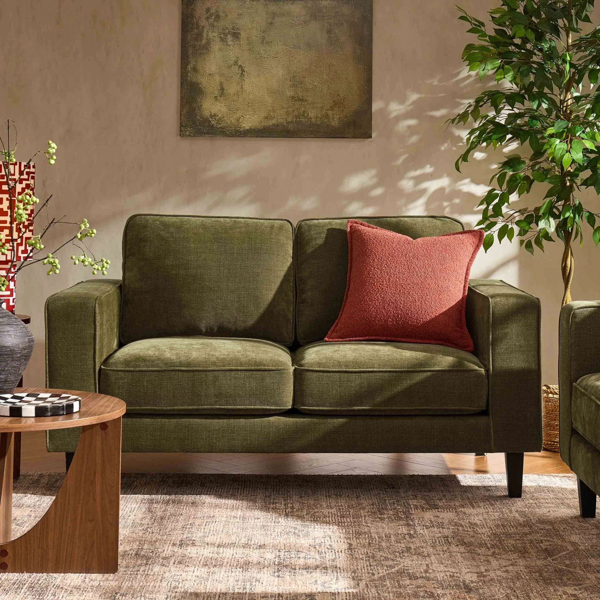 Soho 2 Seater Sofa - Chenille Olive - Image 2