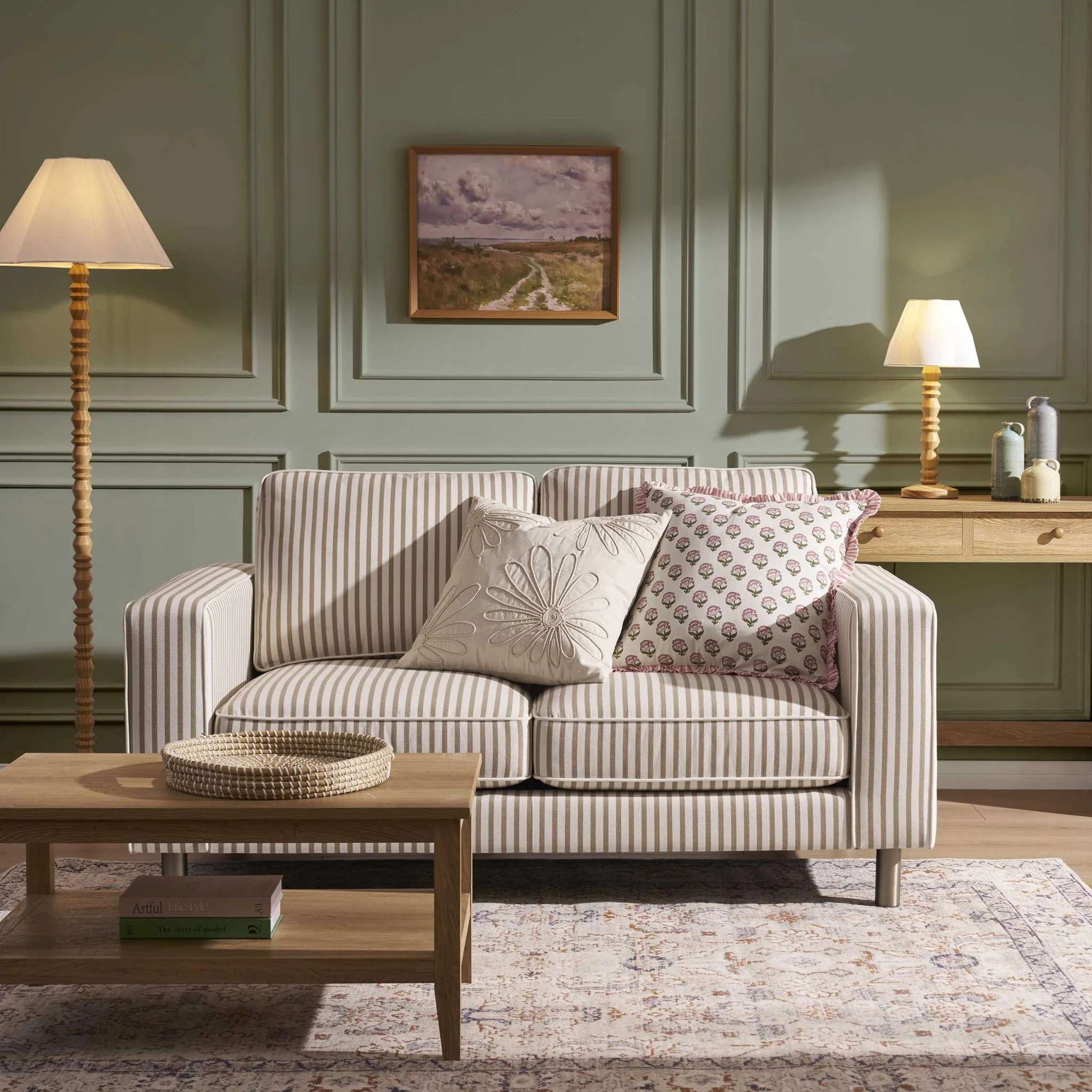 Soho 2 Seater Sofa - Sand Stripe